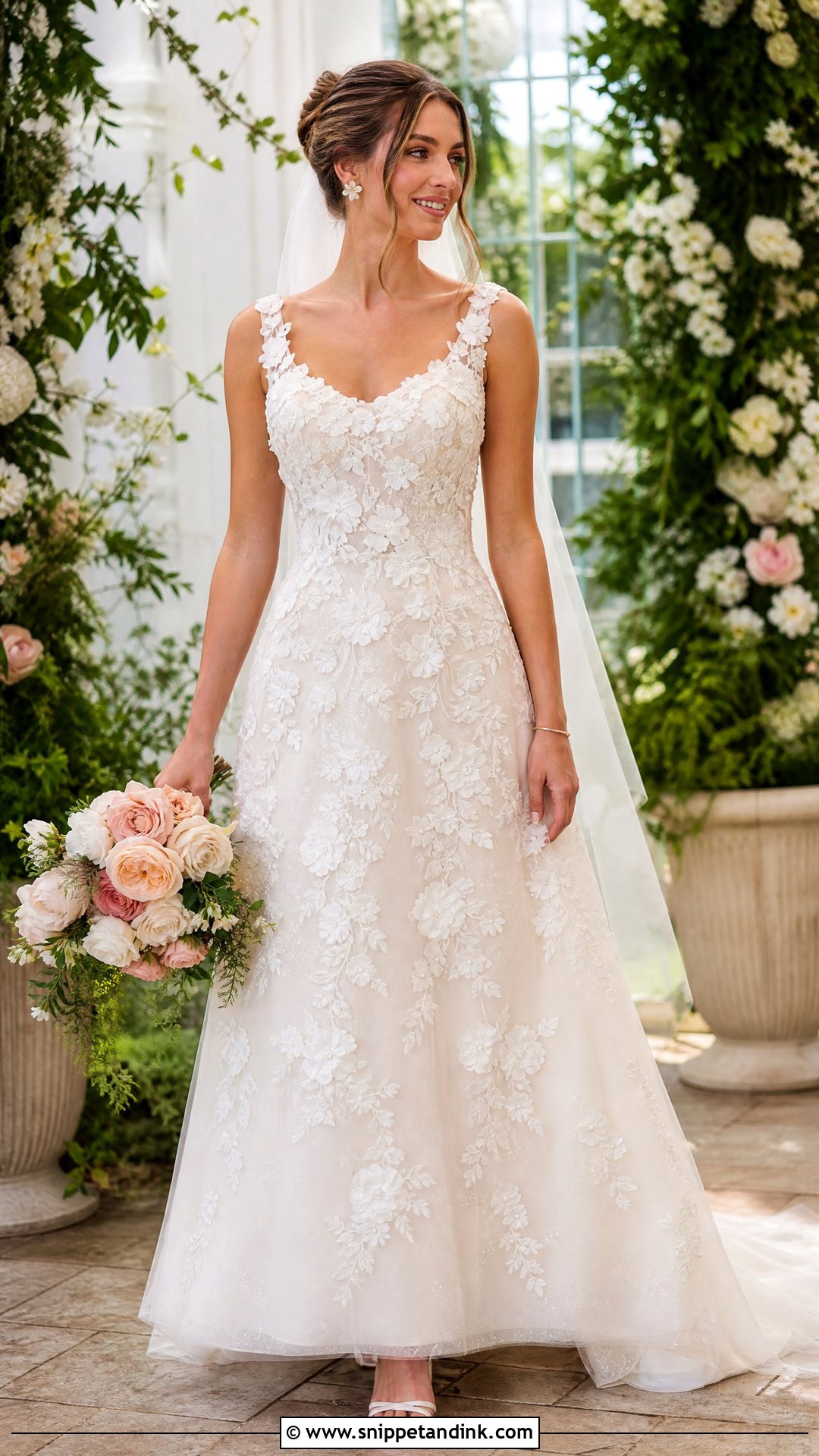 Oleg Cassini Floral Applique Wedding Dress - Snippet and Ink - 20 Oleg Cassini Wedding Dress Ideas
