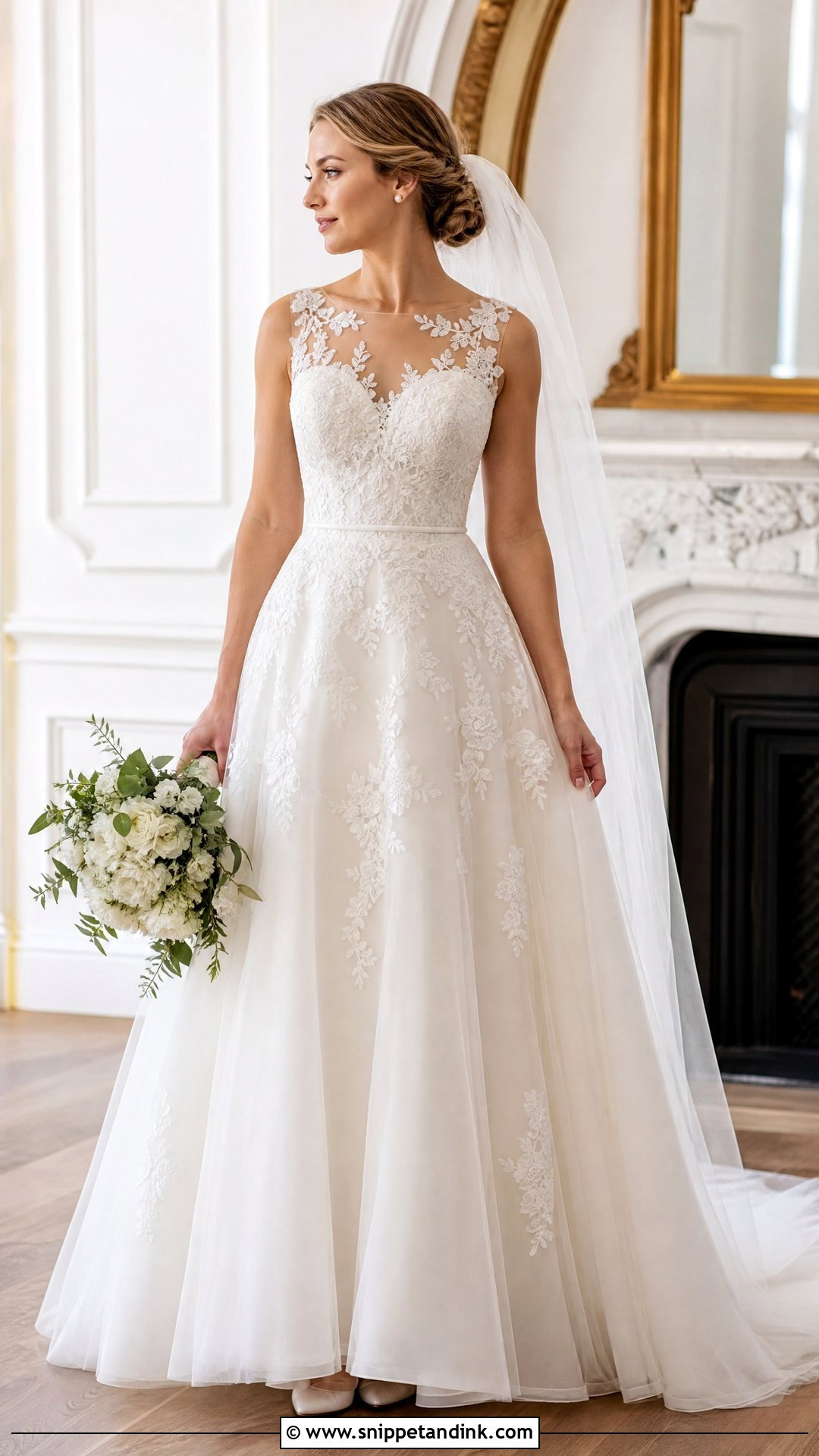 Oleg Cassini Illusion Neckline Wedding Dress - Snippet and Ink - 20 Oleg Cassini Wedding Dress Ideas