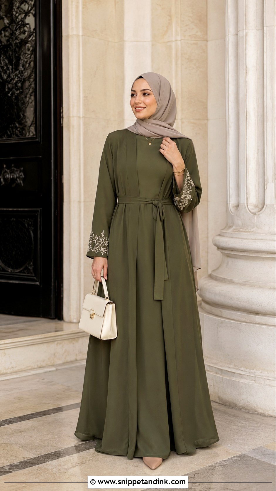 Olive Green Abaya Bridesmaid Hijab Dress - Snippet and Ink - 20 Dress Braidsmaid Hijab Ideas