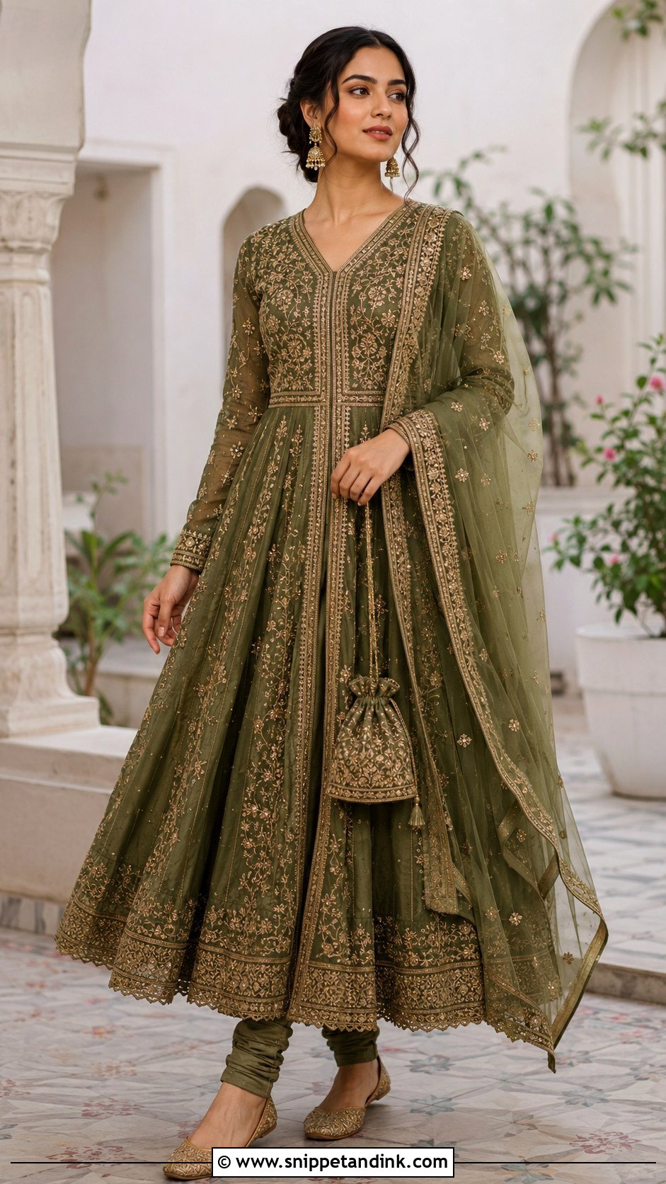 Olive Green Anarkali Suit - Snippet and Ink - 20 Green Indian Wedding Dress Ideas