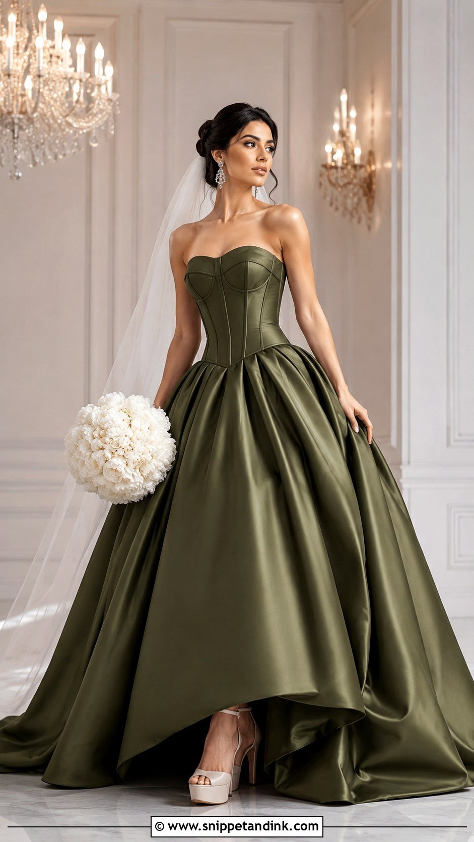 Olive Green Ball Gown Wedding Dress - Snippet and Ink - 20 Olive Green Wedding Dress Ideas