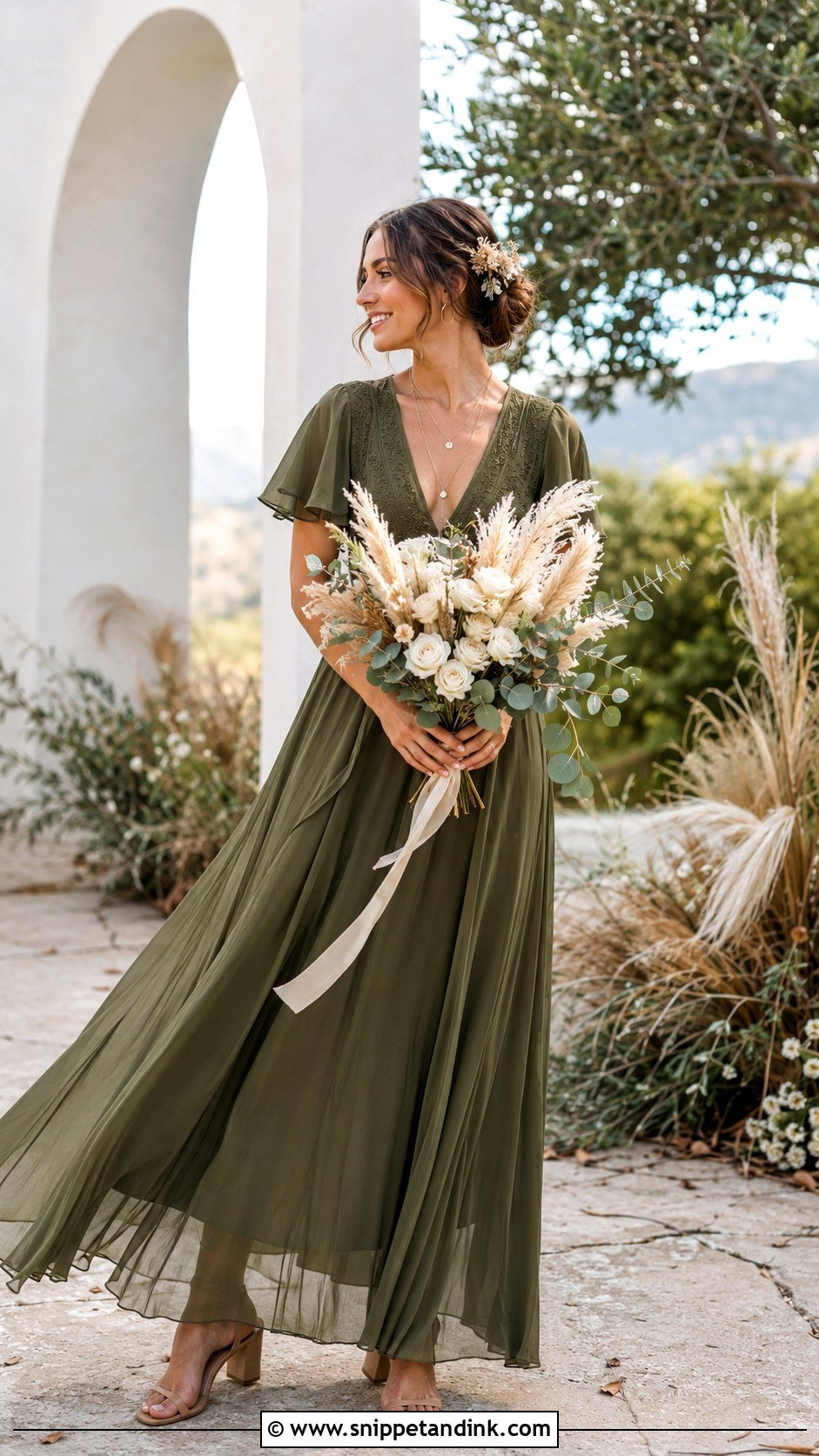 Olive Green Boho Wedding Dress Outfit - Snippet and Ink - 20 Green Wedding Dress Outfit Ideas