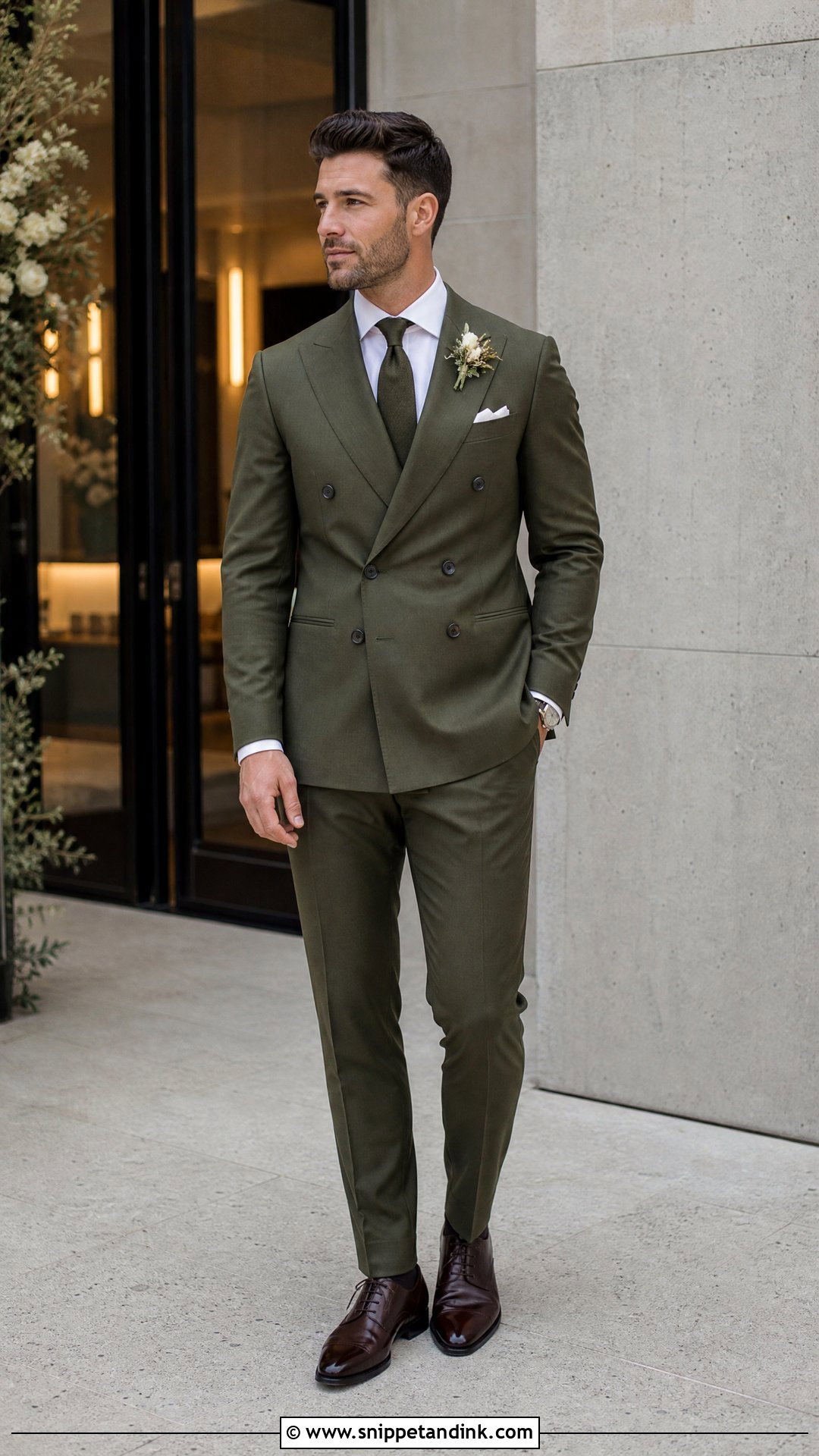 Olive Green Double Breasted Wedding Suit - Snippet and Ink - 20 Olive Green Wedding Suit Ideas