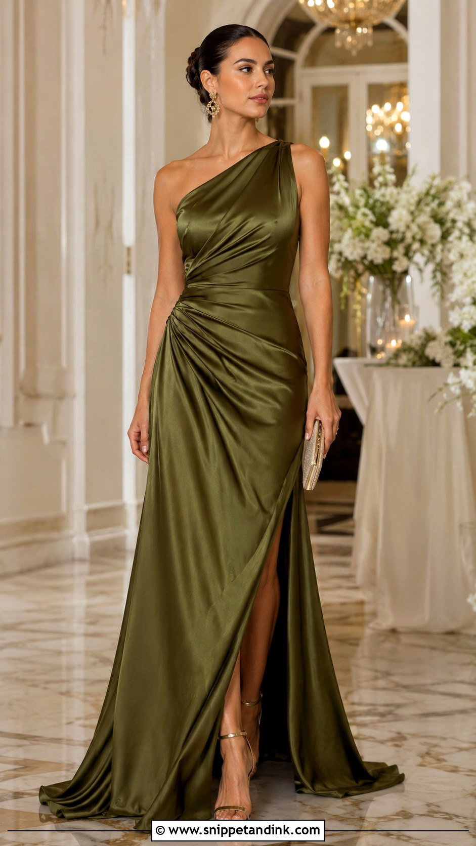 Olive Green Formal Gown Wedding Outfit - Snippet and Ink - 30 Olive Green Dress Outfit Wedding Ideas