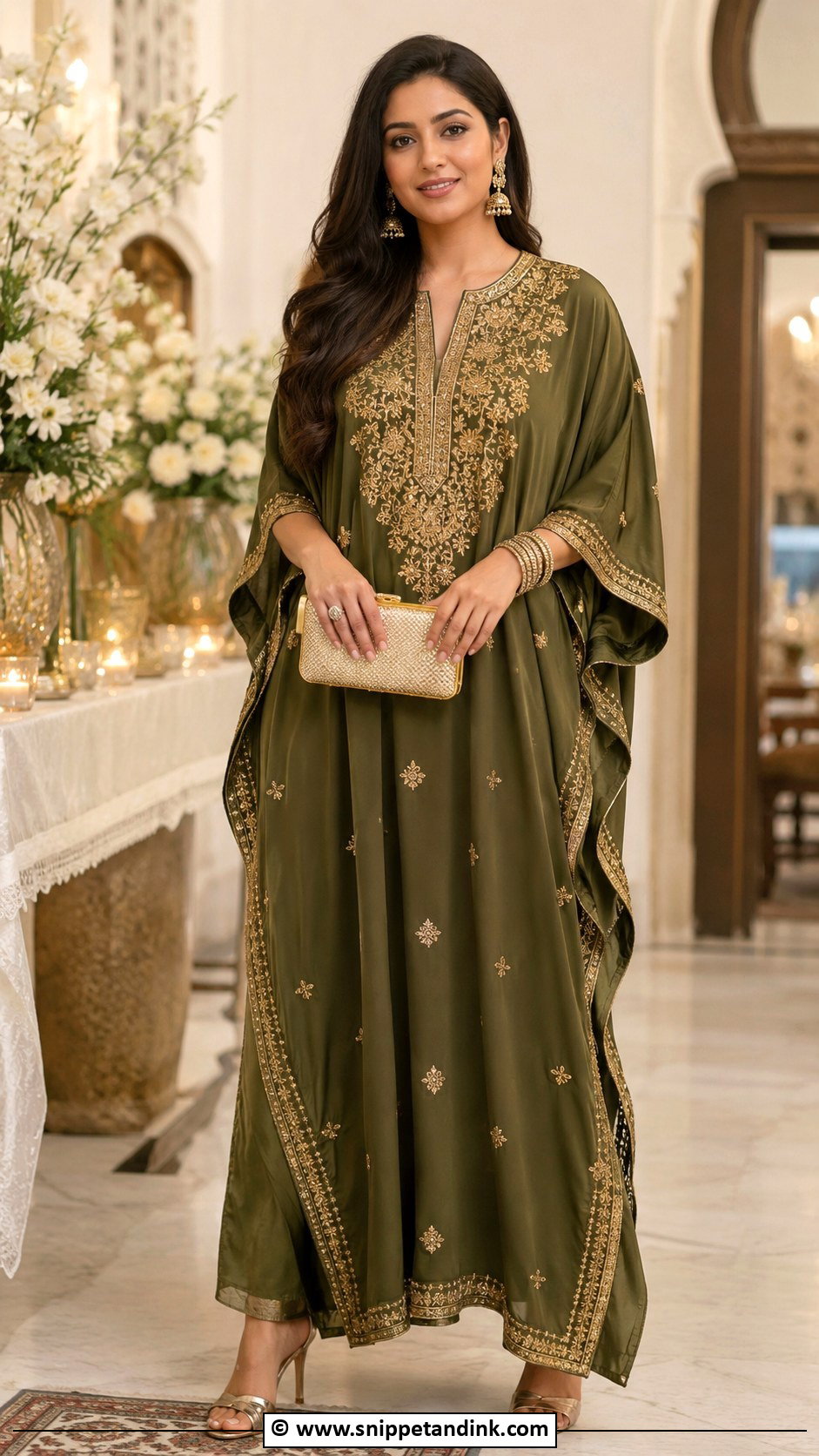 Olive Green Henna Night Outfit - Snippet and Ink - 30 Henna Night Dress Ideas