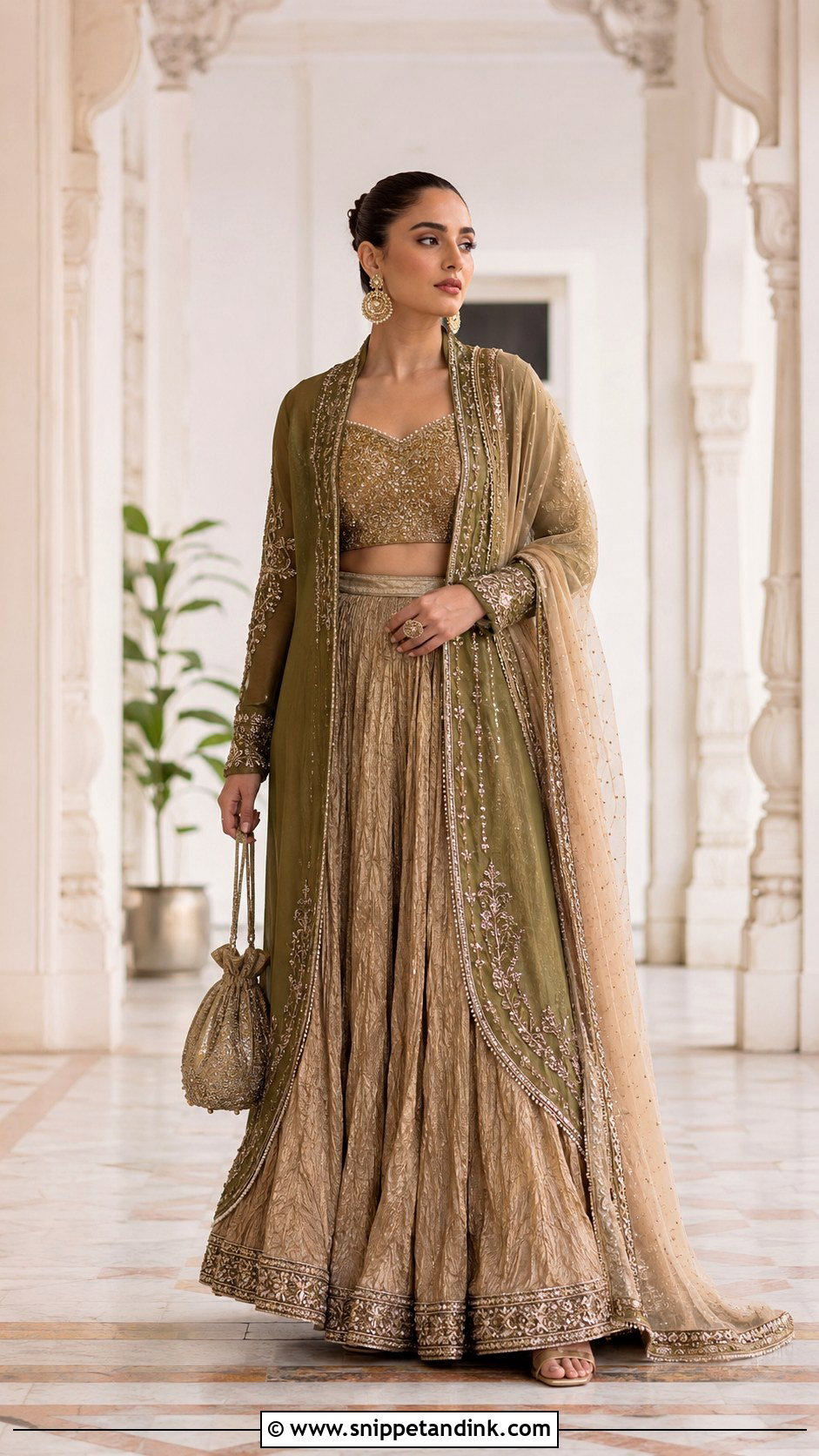 Olive Green Jacket Lehenga Haris Shakeel Bridal Dress - Snippet and Ink - 20 Haris Shakeel Bridal Dresses