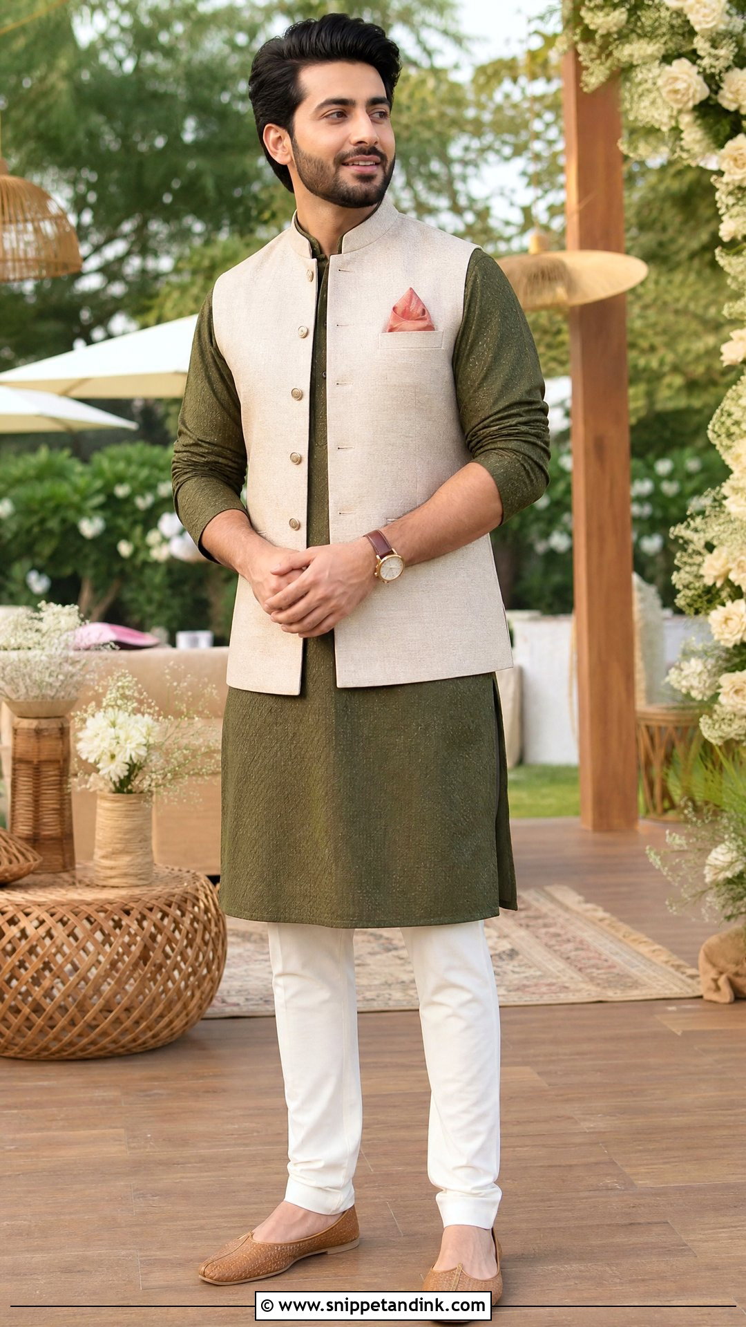 Olive Green Kurta Set for Brides Brother - Snippet and Ink - 20 Outfit for Brides Brother Ideas