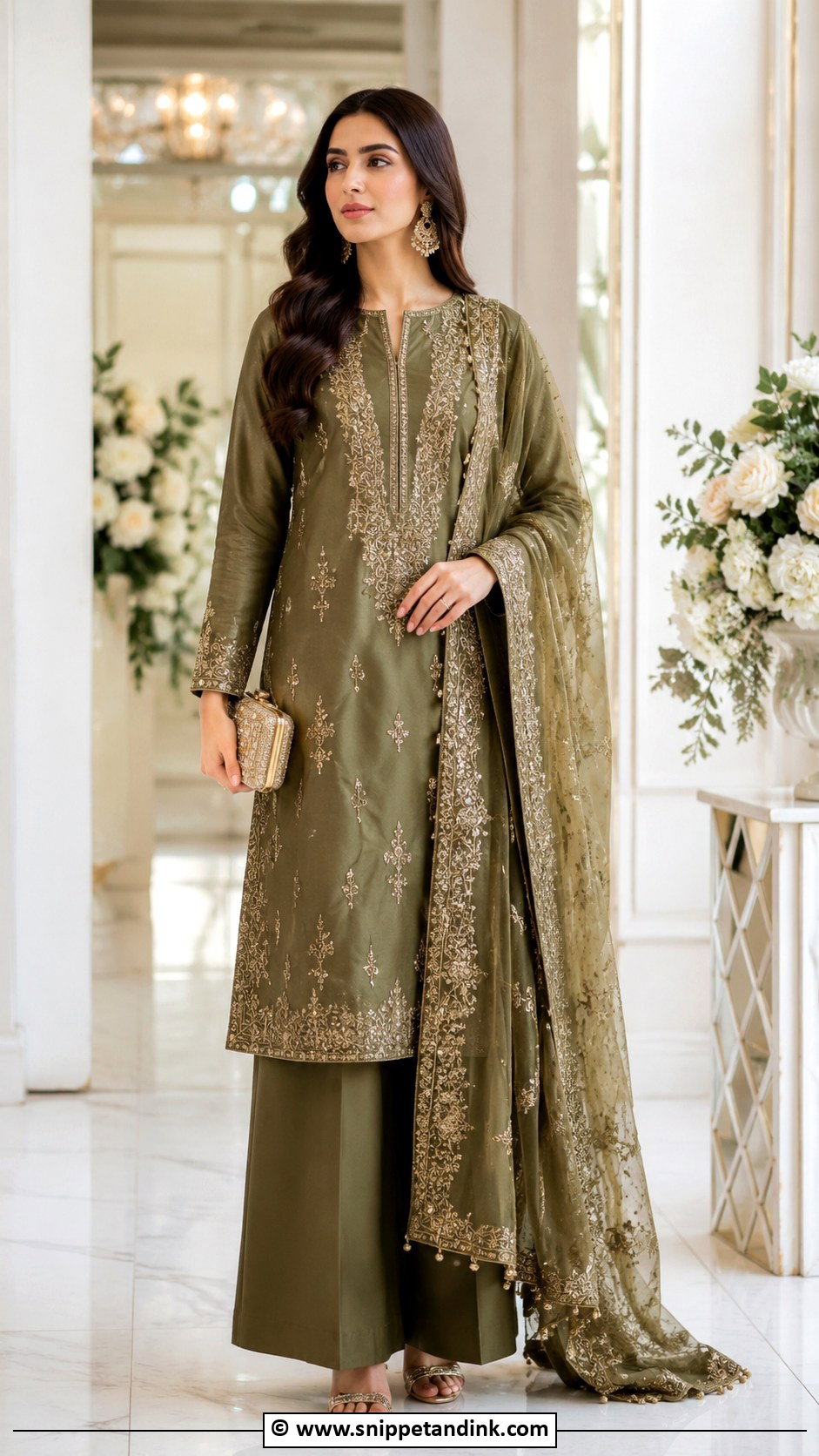 Olive Green Nikkah Suit Outfit - Snippet and Ink - 35 Nikkah Outfit Ideas