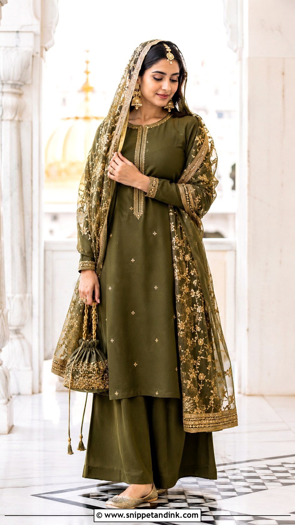 Olive Green Punjabi Suit Anand Karaj Outfit - Snippet and Ink - 30 Anand Karaj Outfit Ideas