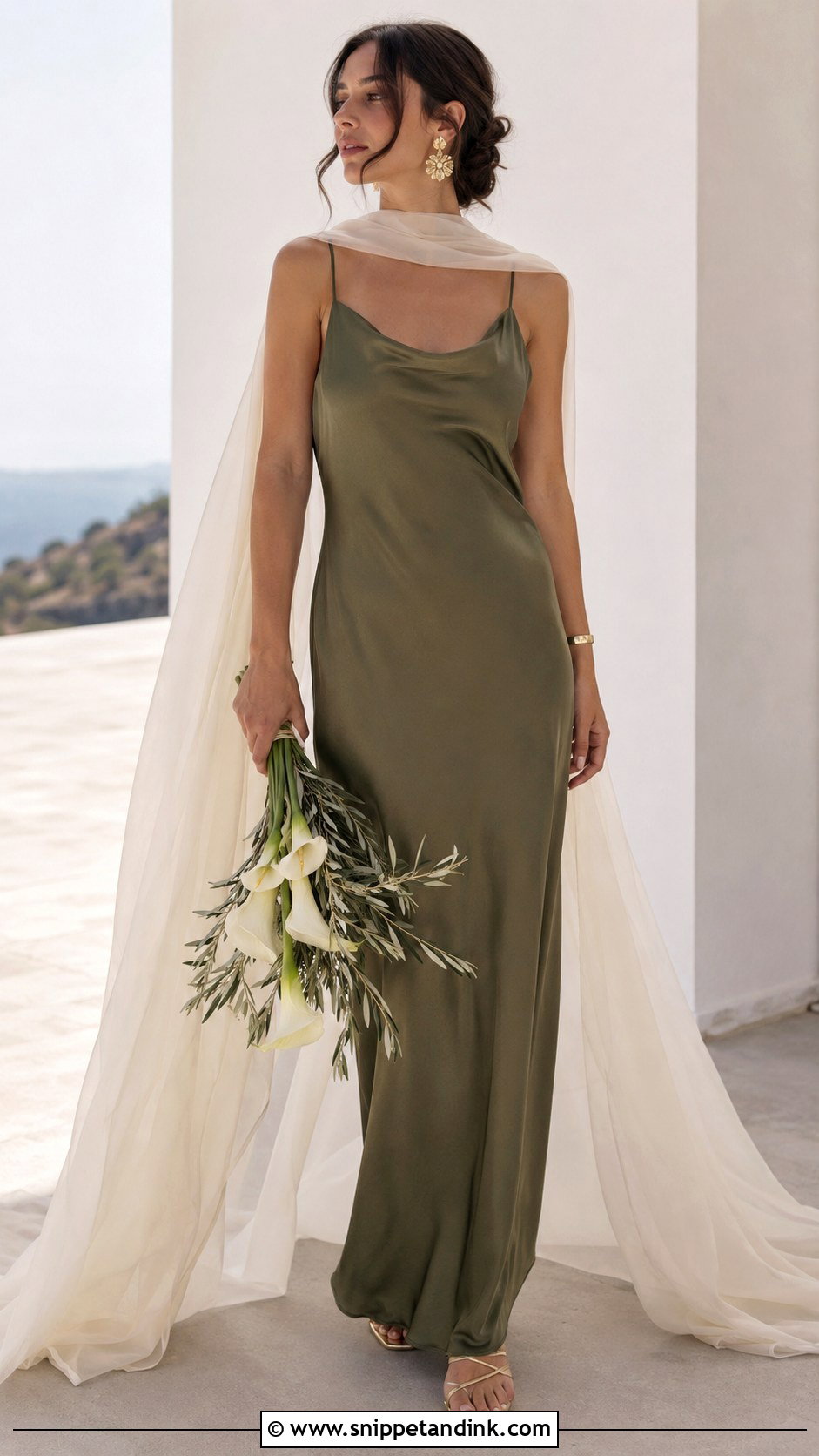 Olive Green Silk Slip Wedding Dress - Snippet and Ink - 20 Green Bride Dress Ideas