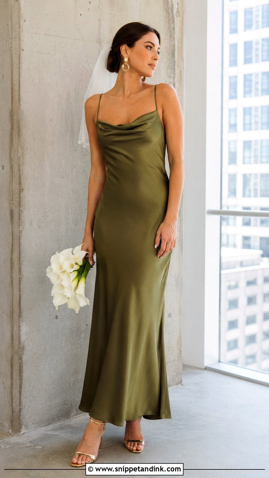 Olive Green Silk Slip Wedding Dress - Snippet and Ink - 20 Olive Green Wedding Dress Ideas