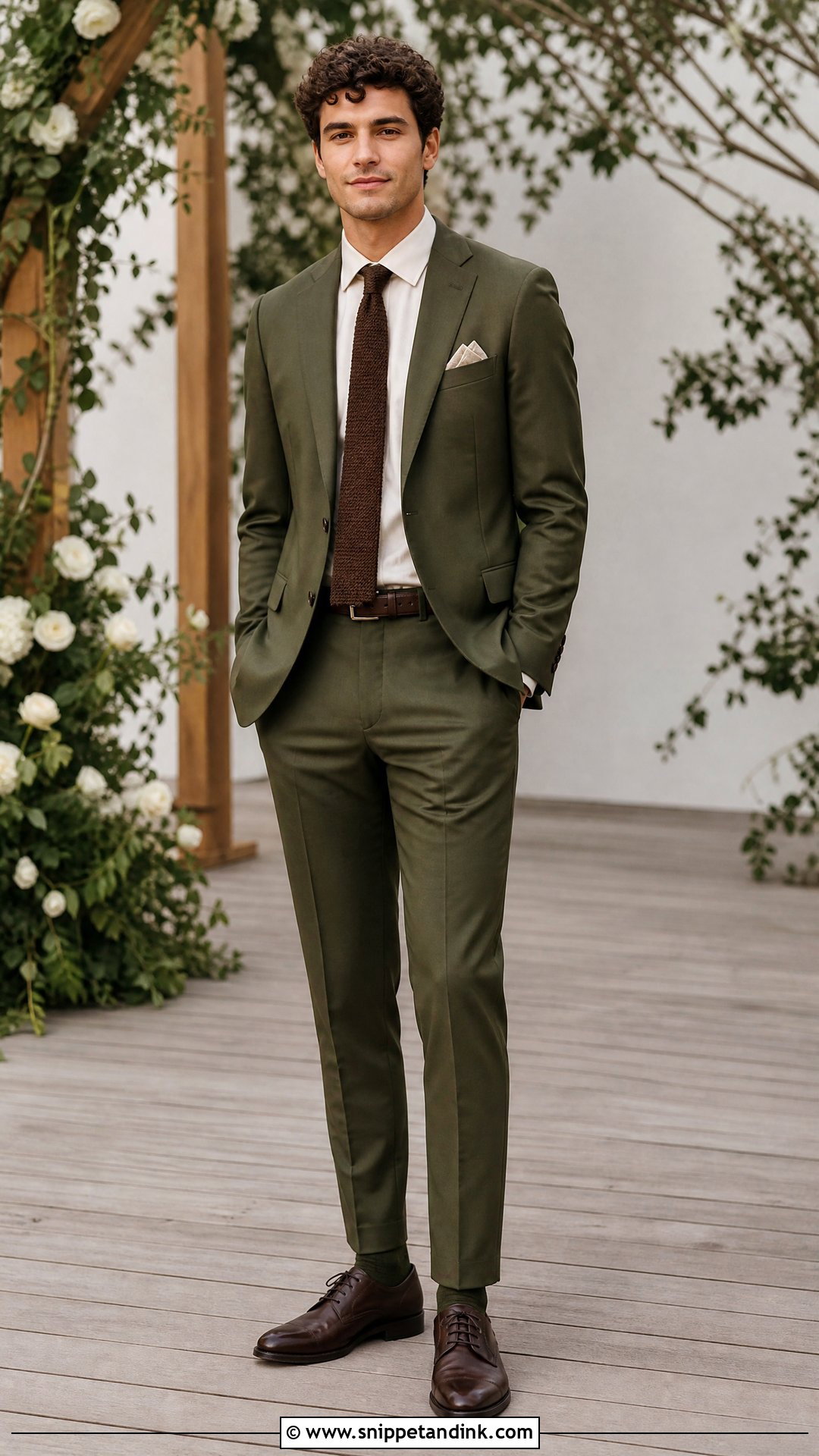 Olive Green Suit Wedding Usher Outfit - Snippet and Ink - 20 Usher Wedding Outfits