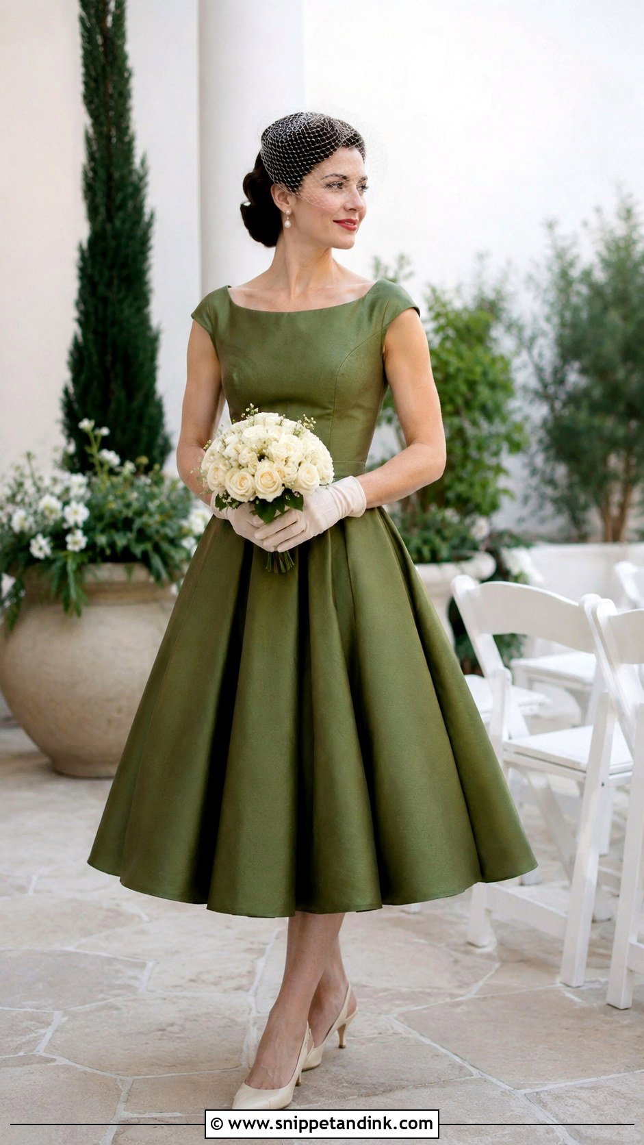 Olive Green Tea Length Wedding Dress - Snippet and Ink - 20 Olive Green Wedding Dress Ideas