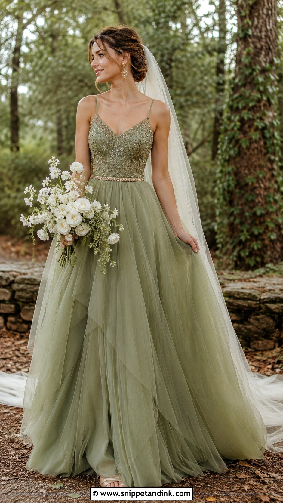Olive Green Tulle Wedding Dress - Snippet and Ink - 20 Olive Green Wedding Dress Ideas