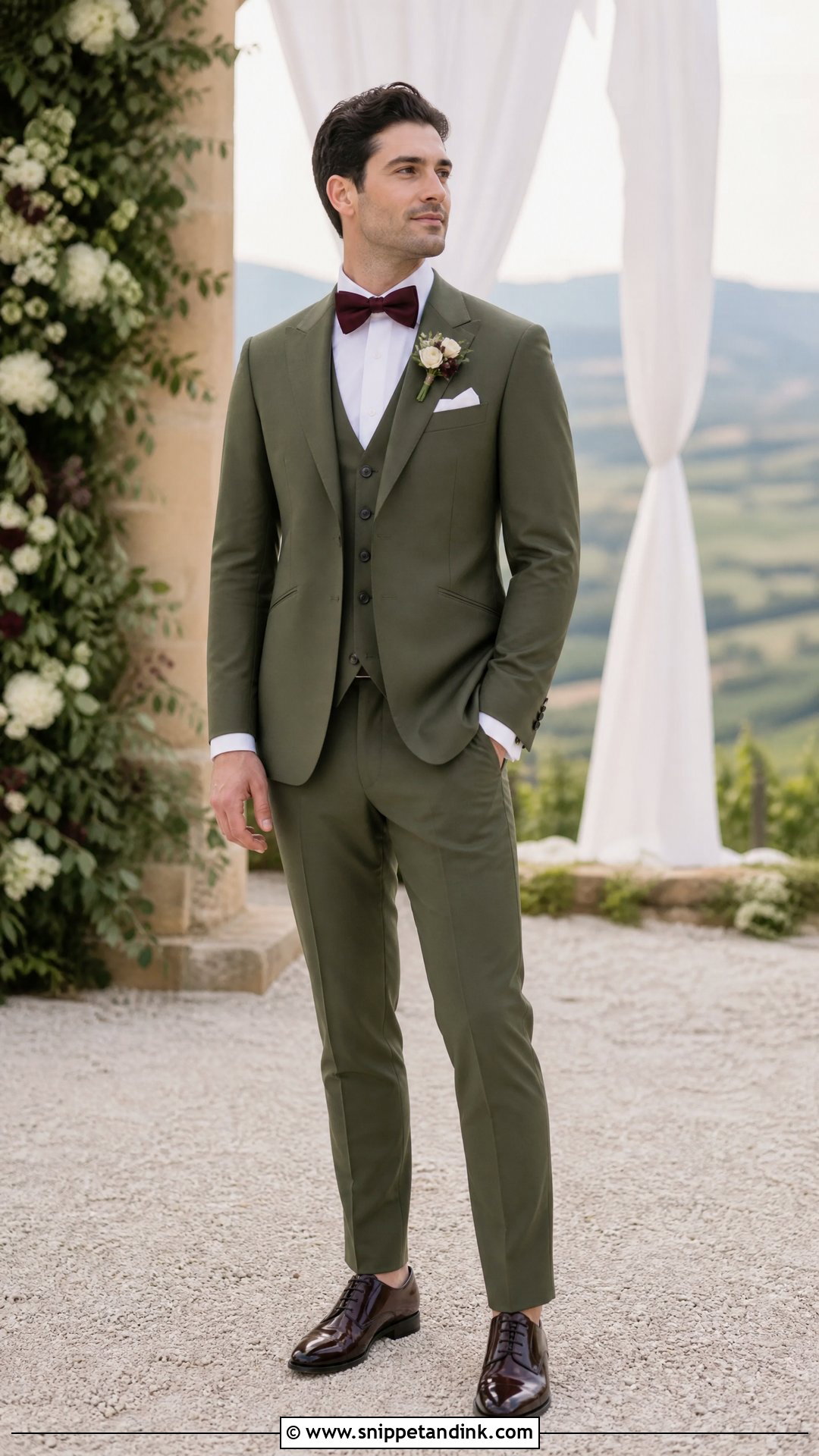 Olive Green Wedding Suit With Bow Tie - Snippet and Ink - 20 Olive Green Wedding Suit Ideas