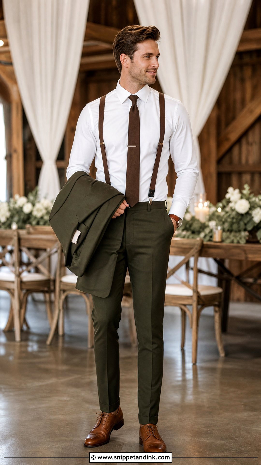 Olive Green Wedding Suit With Suspenders - Snippet and Ink - 20 Olive Green Wedding Suit Ideas