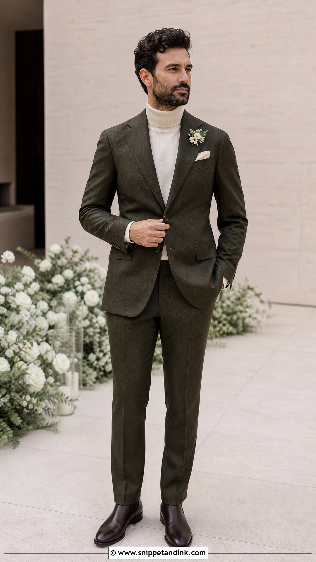 Olive Green Wedding Suit With Turtleneck - Snippet and Ink - 20 Olive Green Wedding Suit Ideas