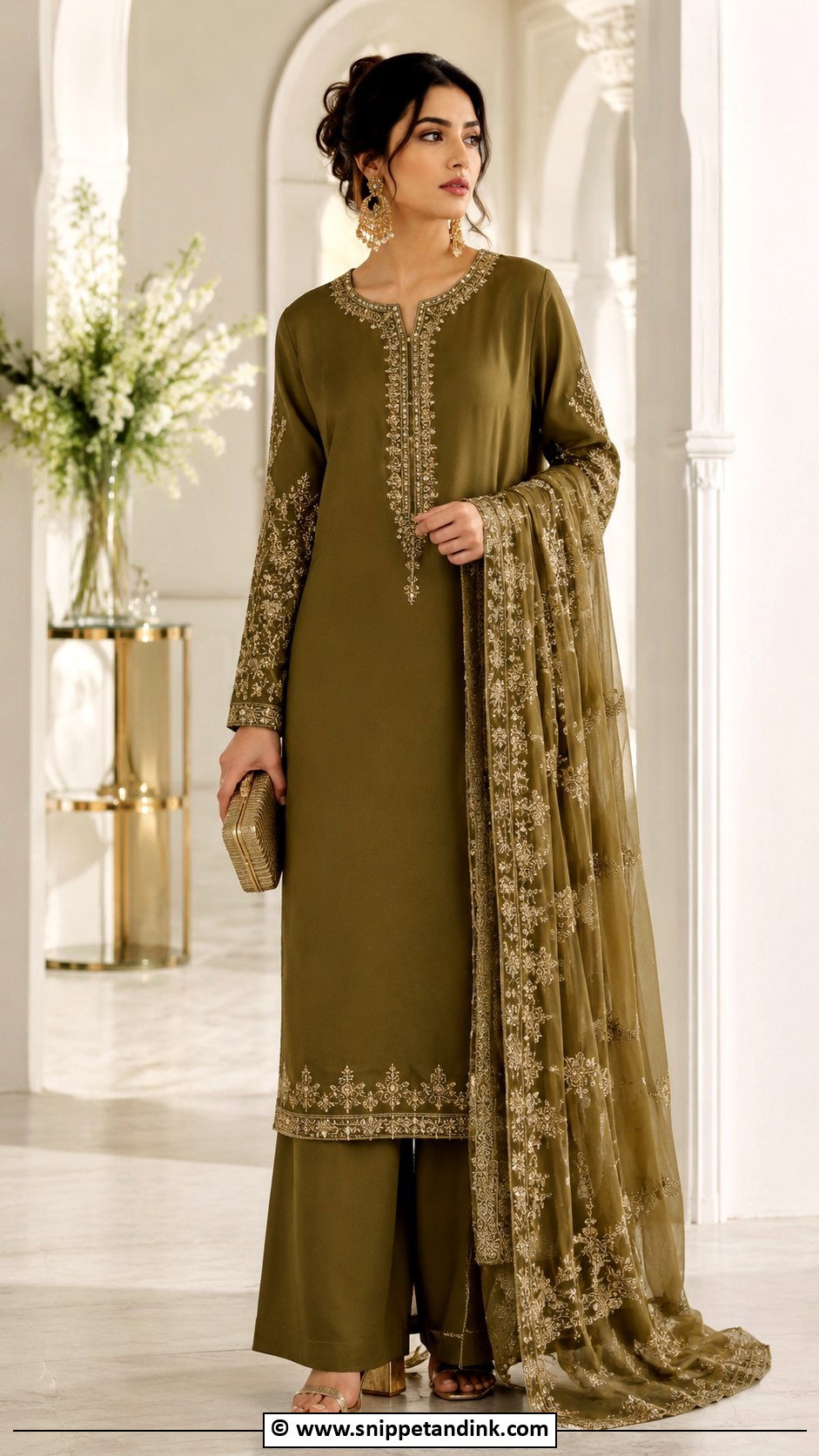 Olive Punjabi Pakistani Suit - Snippet and Ink - 30 Punjabi Wedding Suit Ideas