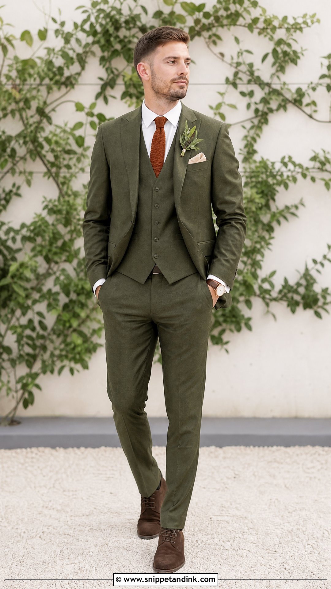 Olive Three Piece Wedding Suit - Snippet and Ink - 20 Three Piece Suit Wedding Ideas
