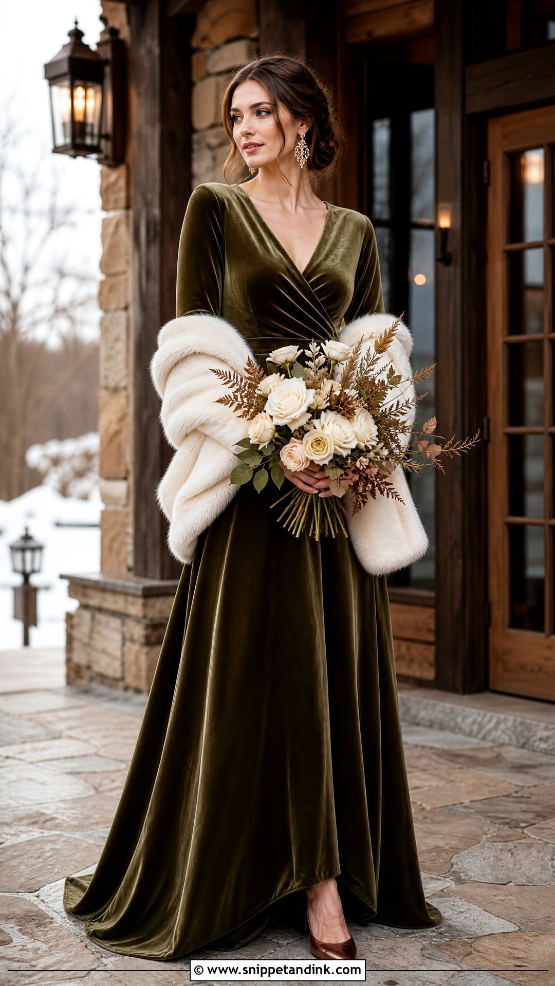 Olive Velvet Wedding Dress - Snippet and Ink - 20 Earthy Wedding Dress Ideas