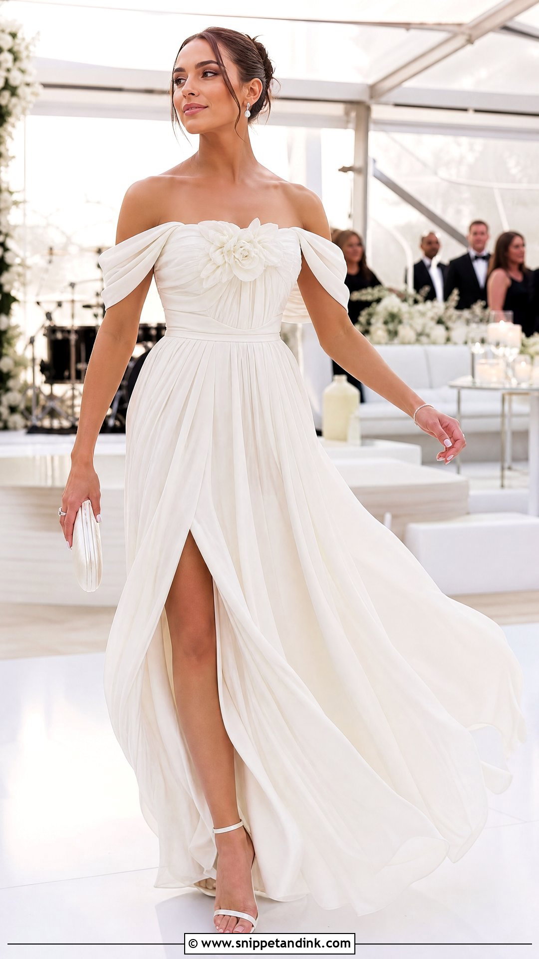 Olivia Culpo Off Shoulder Reception Dress - Snippet and Ink - 20 Olivia Culpo Wedding Dress Ideas