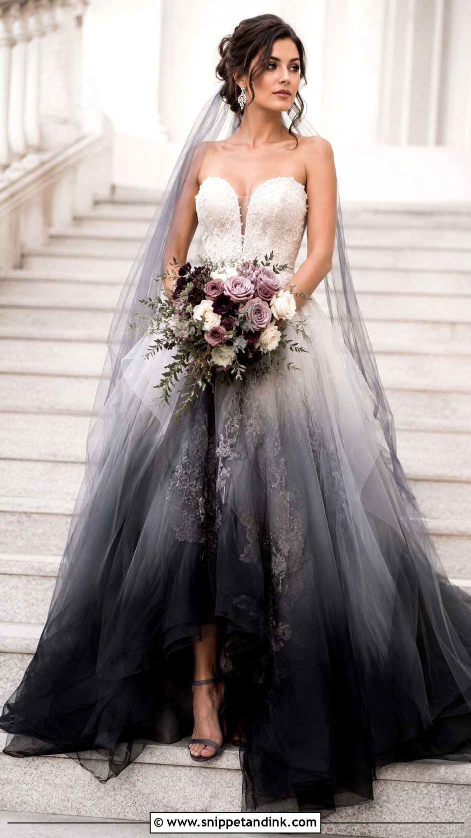 Ombre Black Wedding Dress - Snippet and Ink - 20 Moody Wedding Dress Ideas