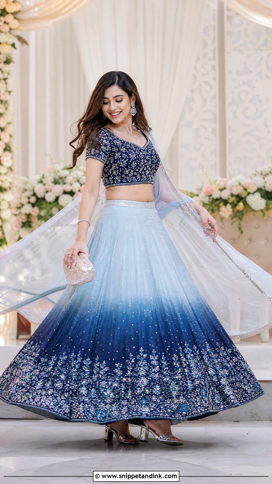 Ombre Blue Lehenga Sangeet Outfit - Snippet and Ink - 20 Blue Sangeet Outfit Ideas