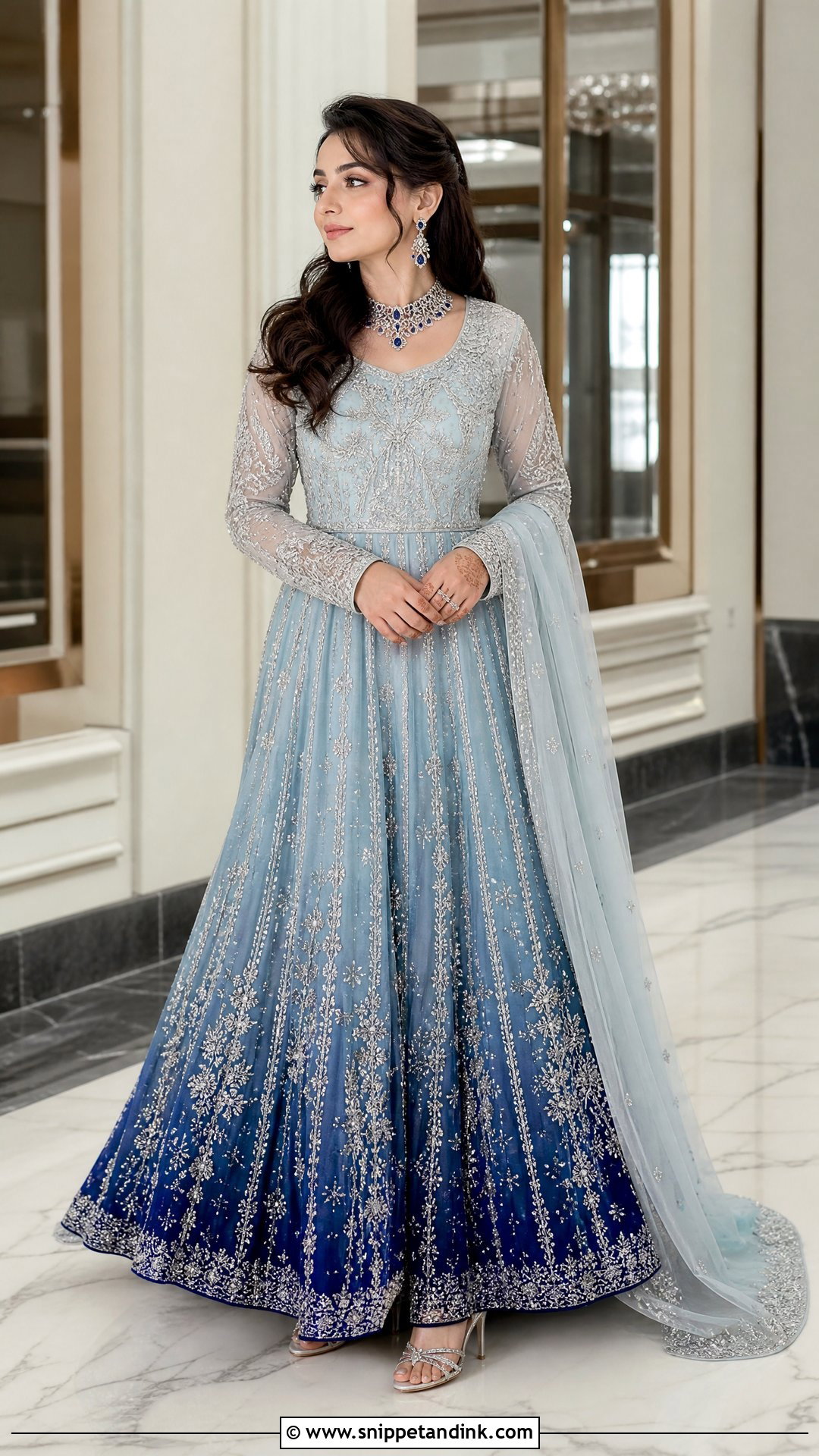 Ombre Blue Walima Gown - Snippet and Ink - 20 Blue Walima Dress Ideas