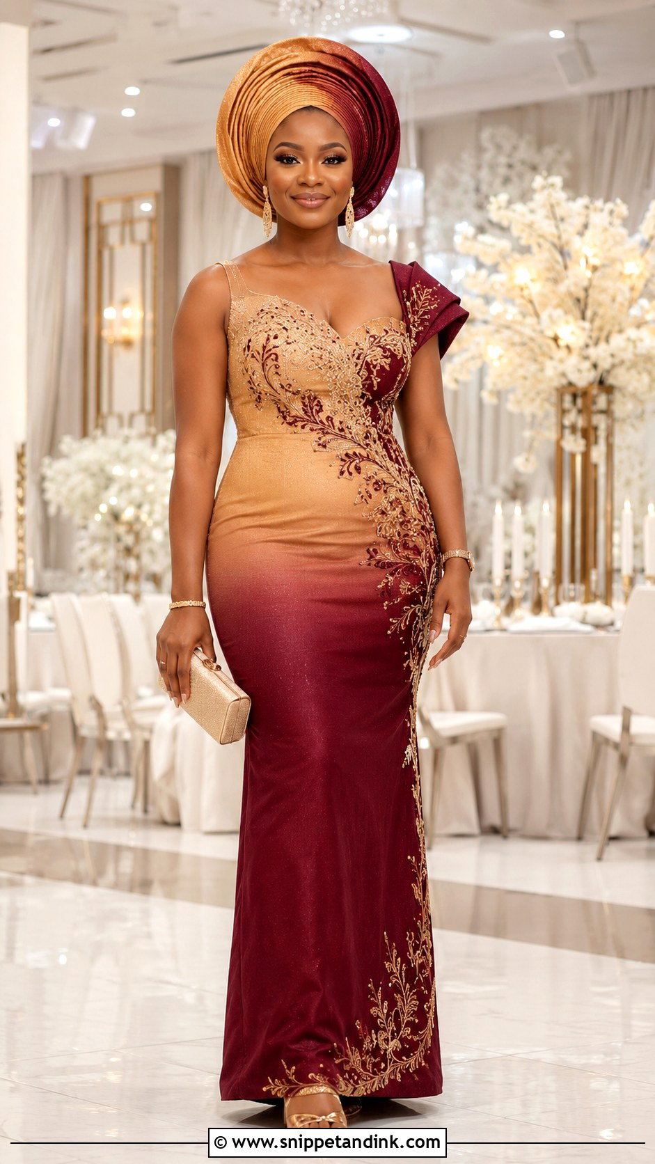 Ombre Bridal Gele With Two Tone Dress - Snippet and Ink - 20 Bridal Gele Styles
