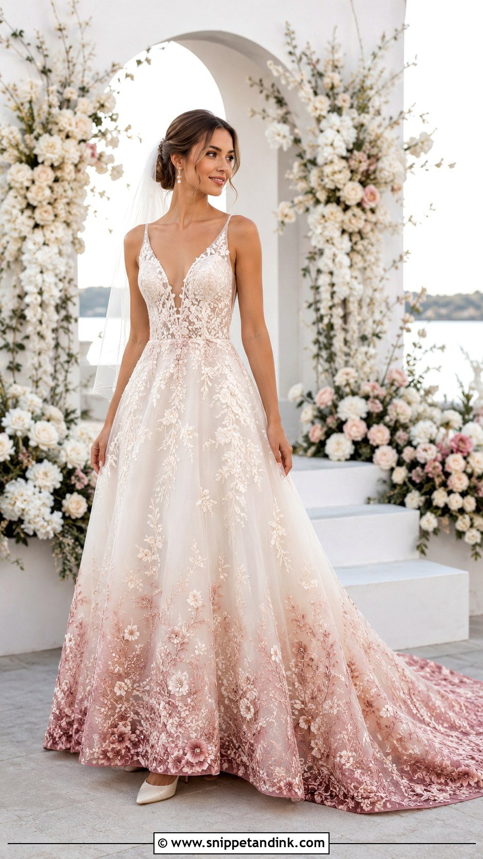Ombre Embroidered Wedding Gown - Snippet and Ink - 20 Embroidered Wedding Gown Ideas