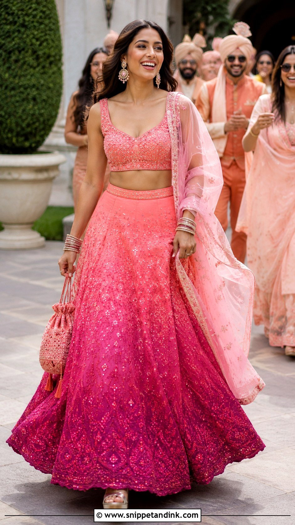 Ombre Lehenga Baraat Outfit - Snippet and Ink - 20 Baraat Outfits for Sisters