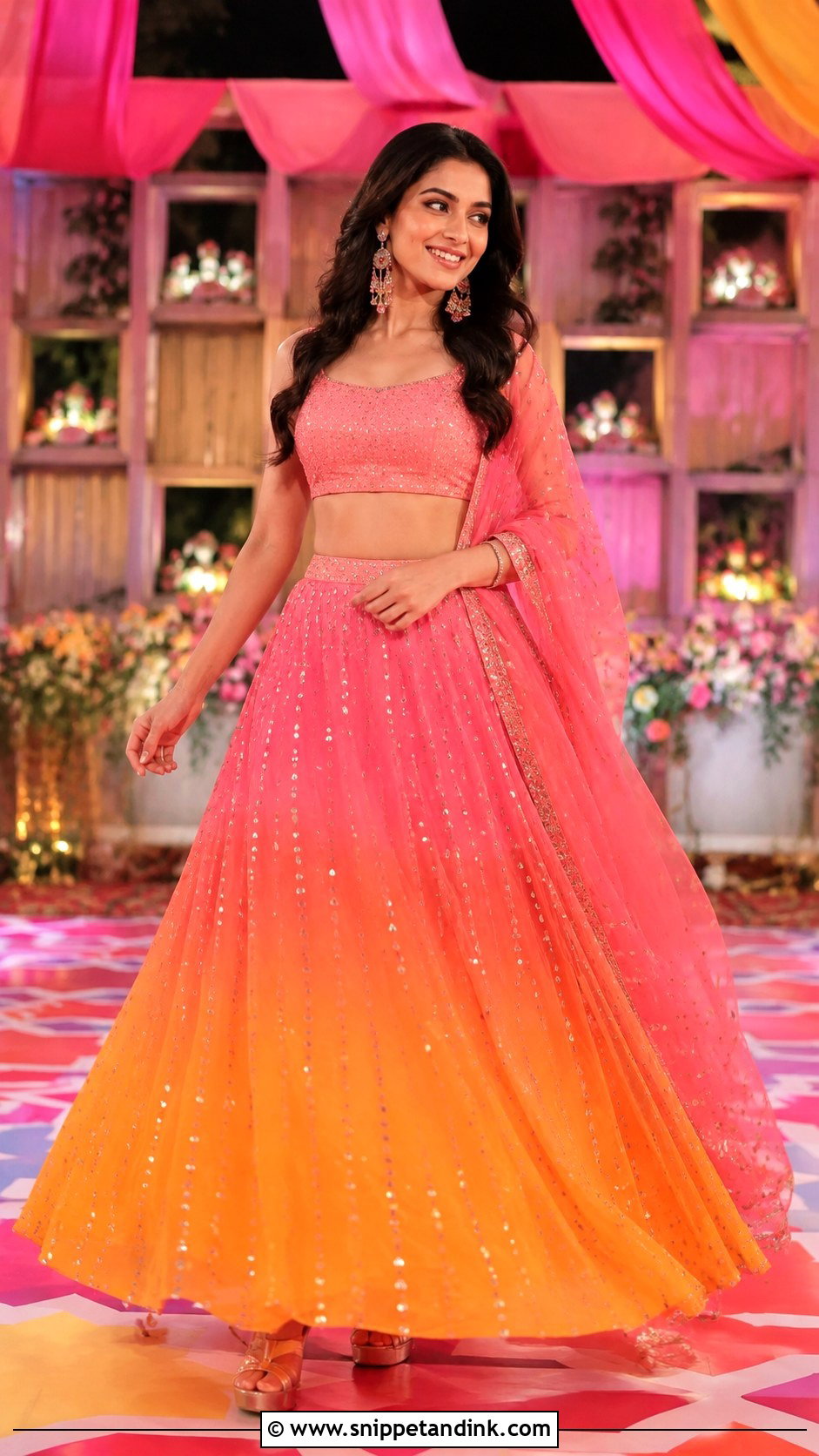 Ombre Lehenga For Sangeet - Snippet and Ink - 25 Indian Sisters Wedding Dress Ideas