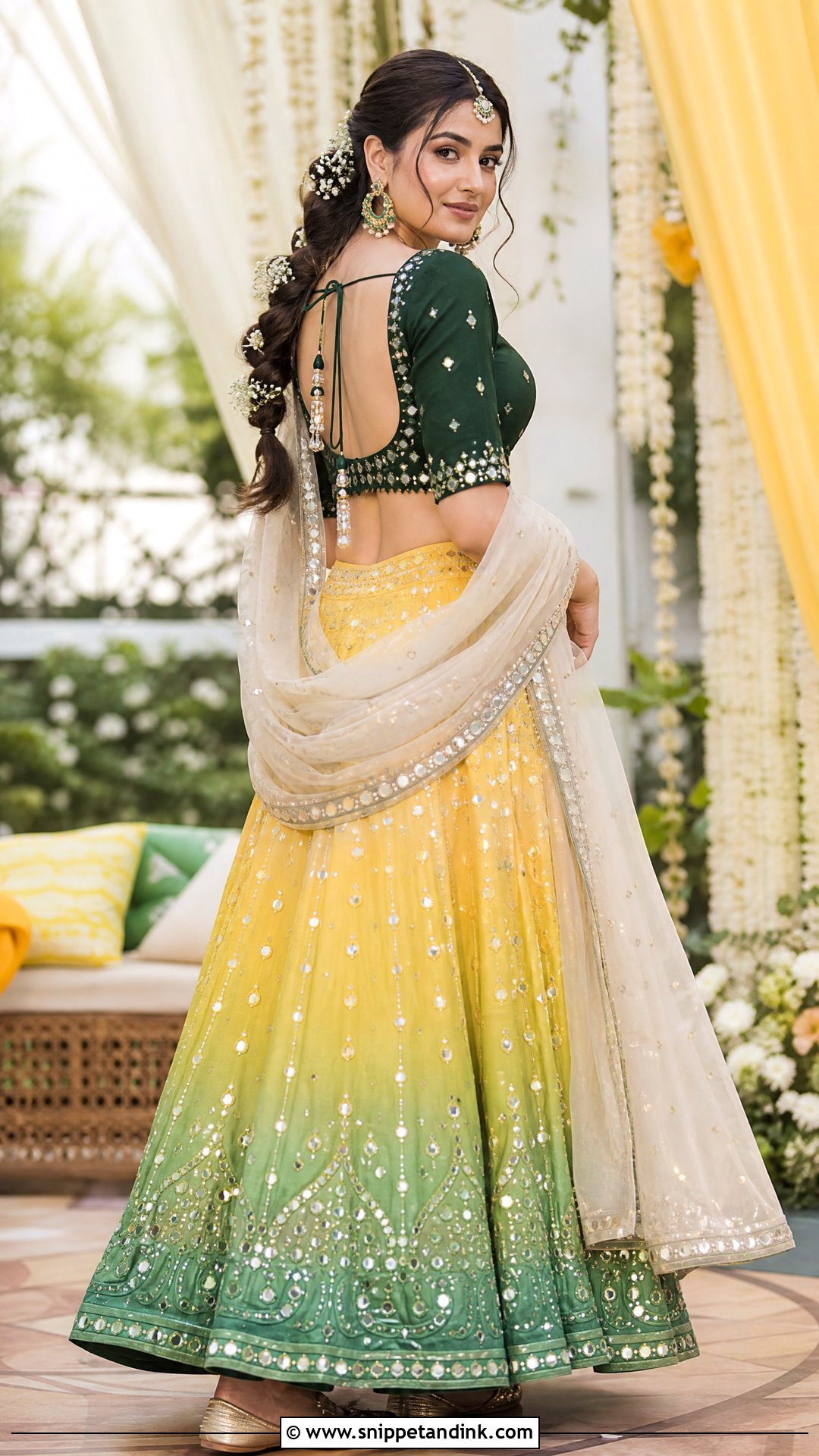 Ombre Lehenga Mehndi Outfit - Snippet and Ink - 25 Mehndi Function Dress Outfit for Bride Ideas
