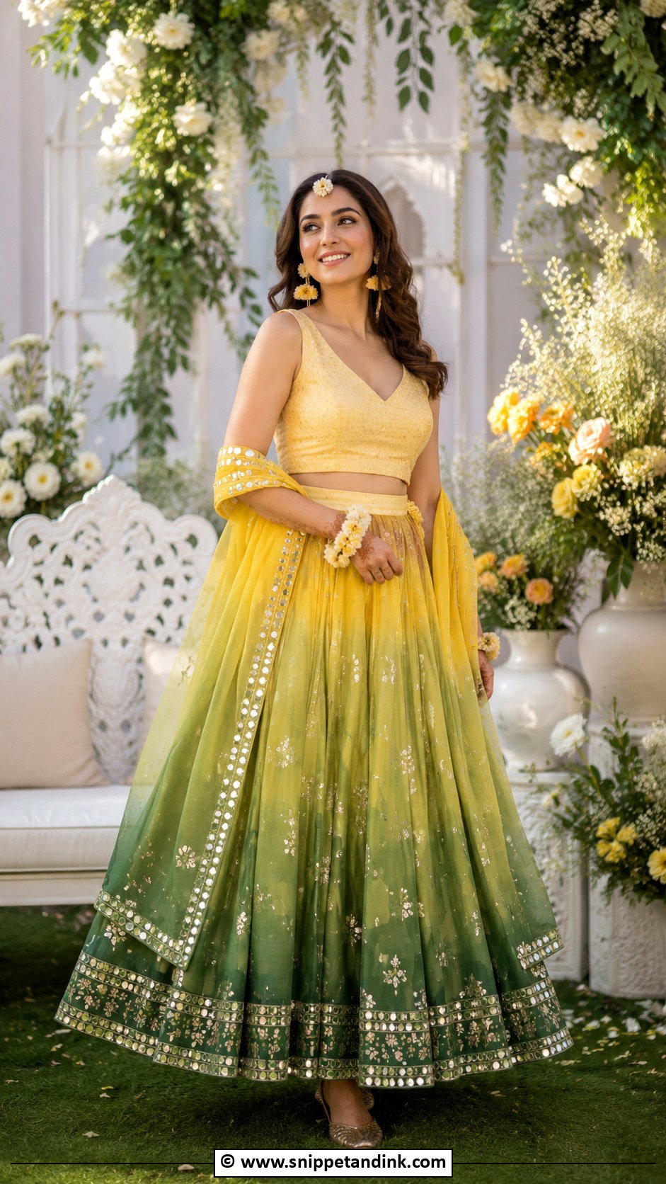 Ombre Mehendi Bridal Outfit - Snippet and Ink - 30 Mehendi Bridal Outfit Ideas