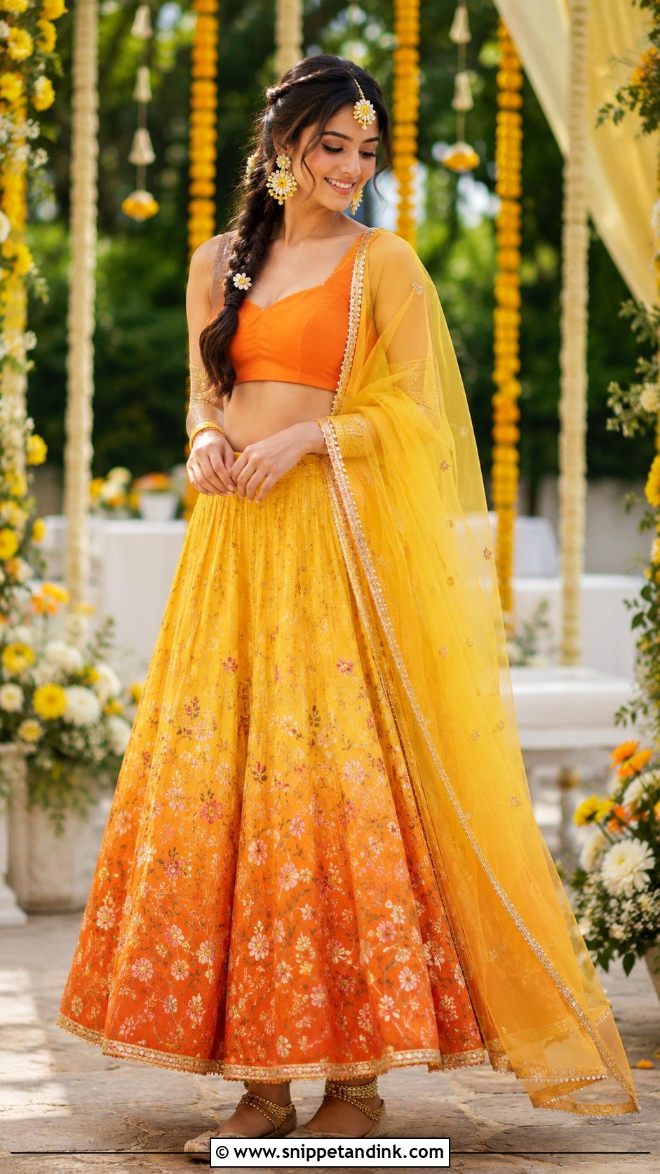 Ombre Mehndi Lehenga - Snippet and Ink - 20 Mehndi Ceremony Outfit for Bride Ideas