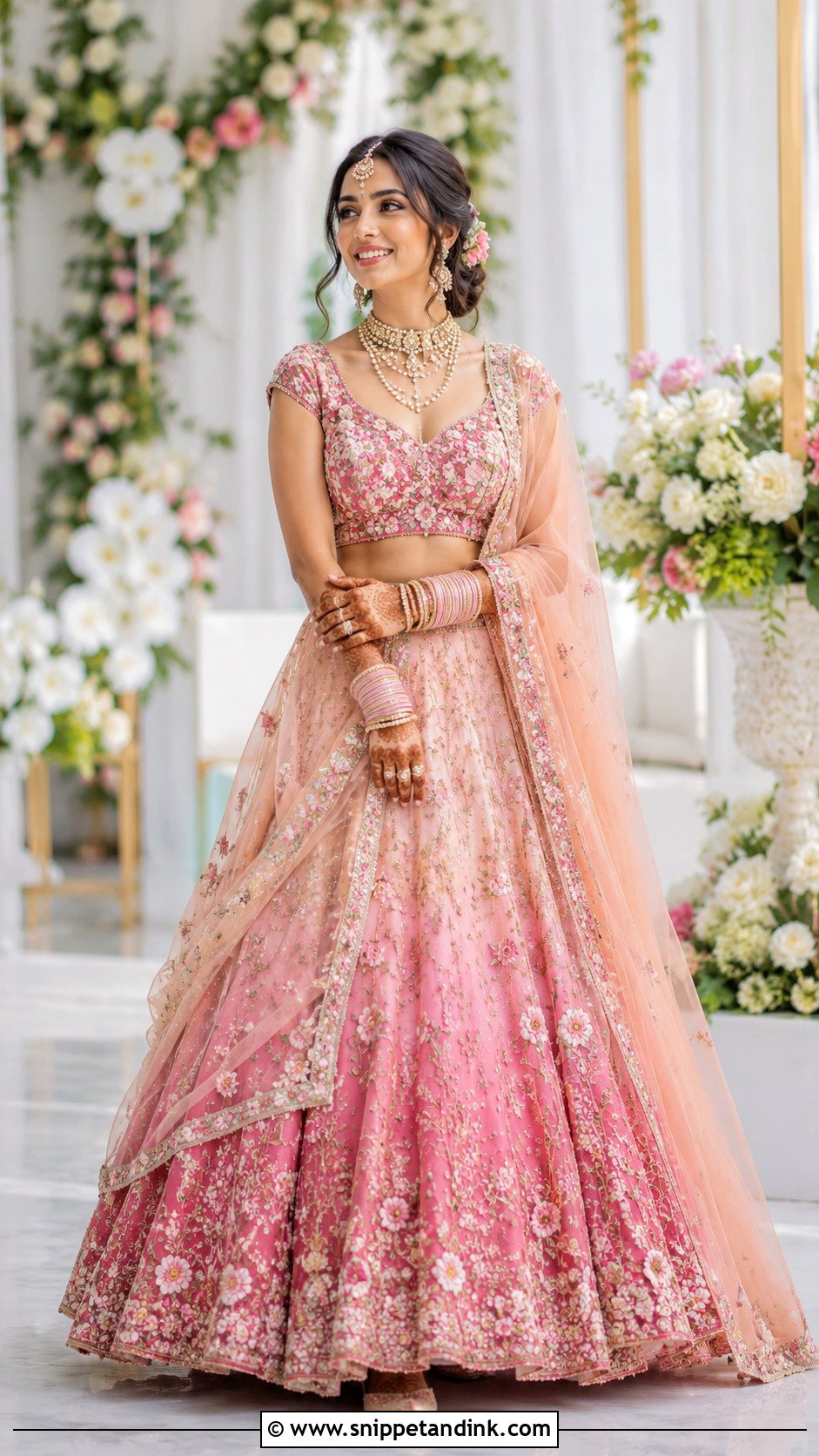Ombre Pink Peach Bridal Chaniya Choli - Snippet and Ink - 20 Bridal Chaniya Choli Ideas