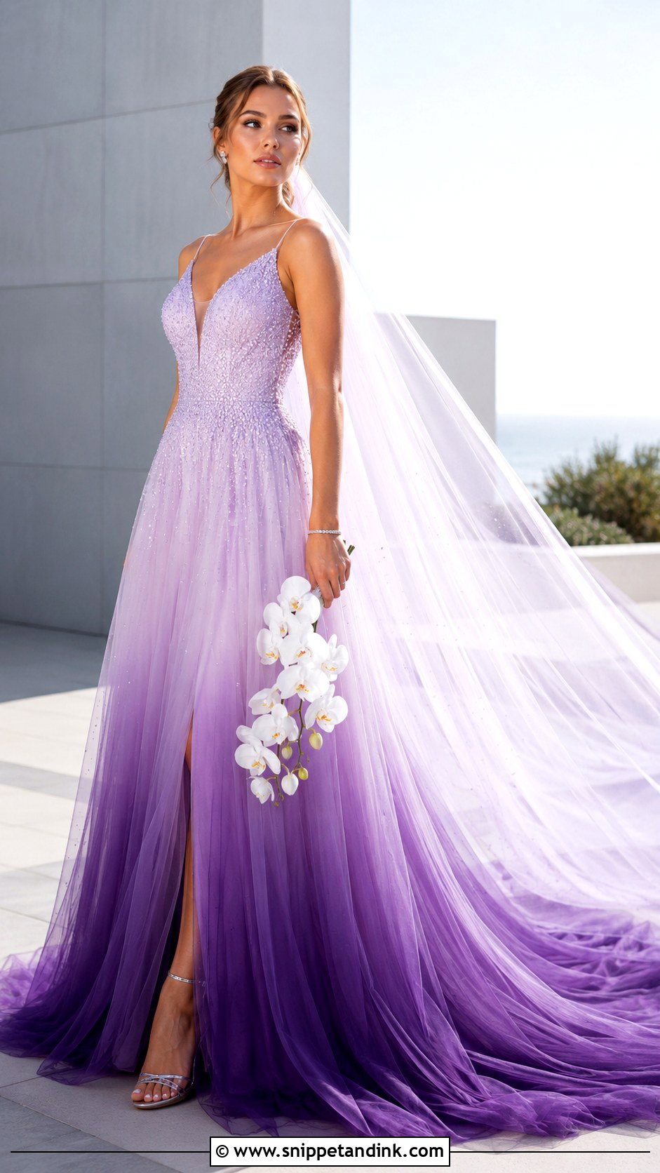 Ombre Purple Wedding Dress With Minimal Accessories - Snippet and Ink - 20 Purple Wedding Dress the Bride Ideas