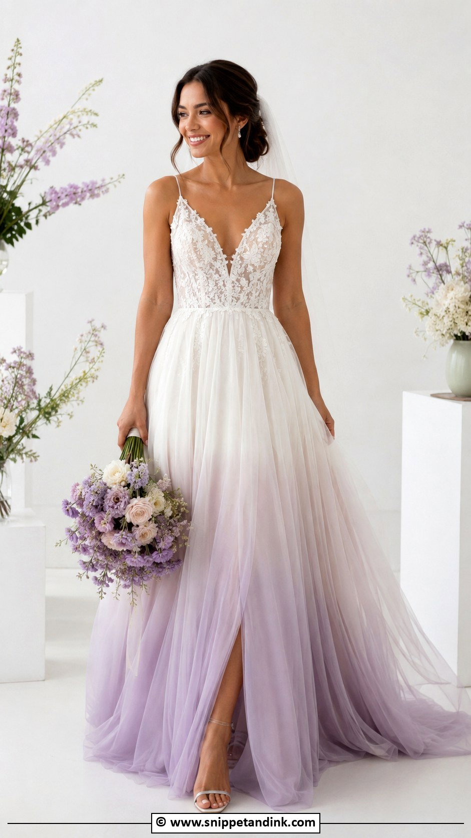 Ombre Wedding Dress With Clear Heels - Snippet and Ink - 30 Colorful Wedding Dress Ideas