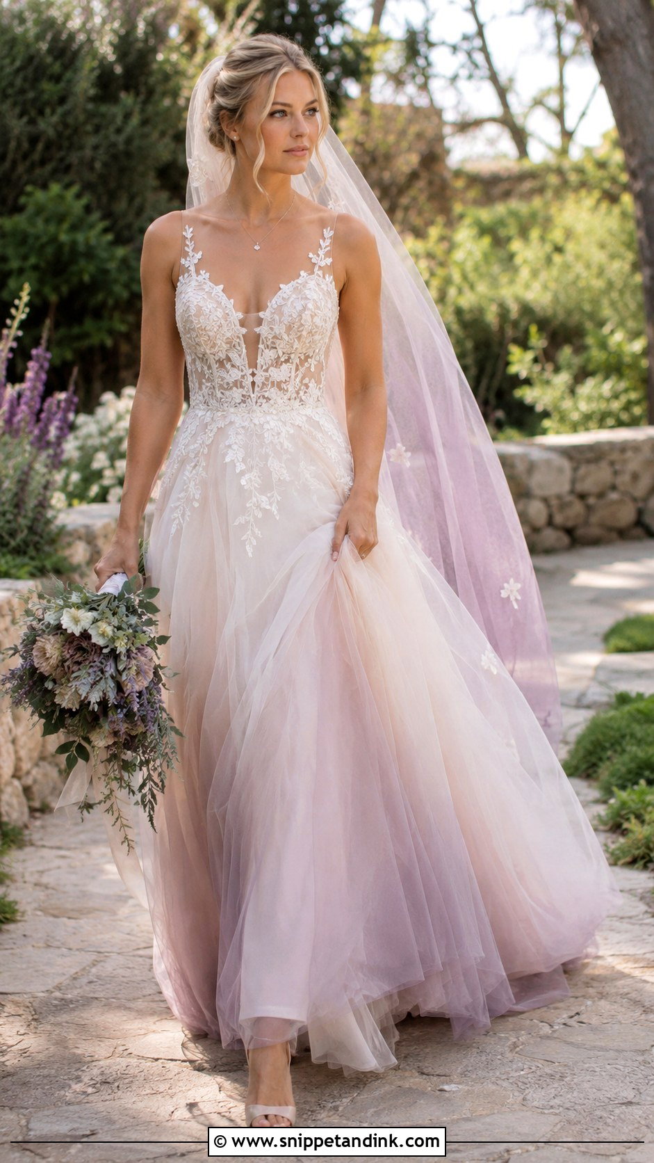 Ombre Wedding Dress With Matching Veil - Snippet and Ink - 25 Wedding Dresses with Color