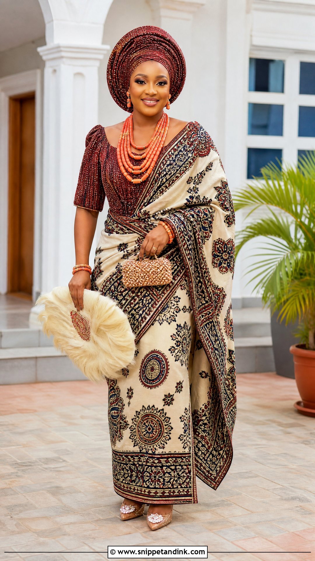 Omu Aro Igbo George Wrapper Outfit - Snippet and Ink - 20 Traditional Igbo Nigerian Wedding Dresses
