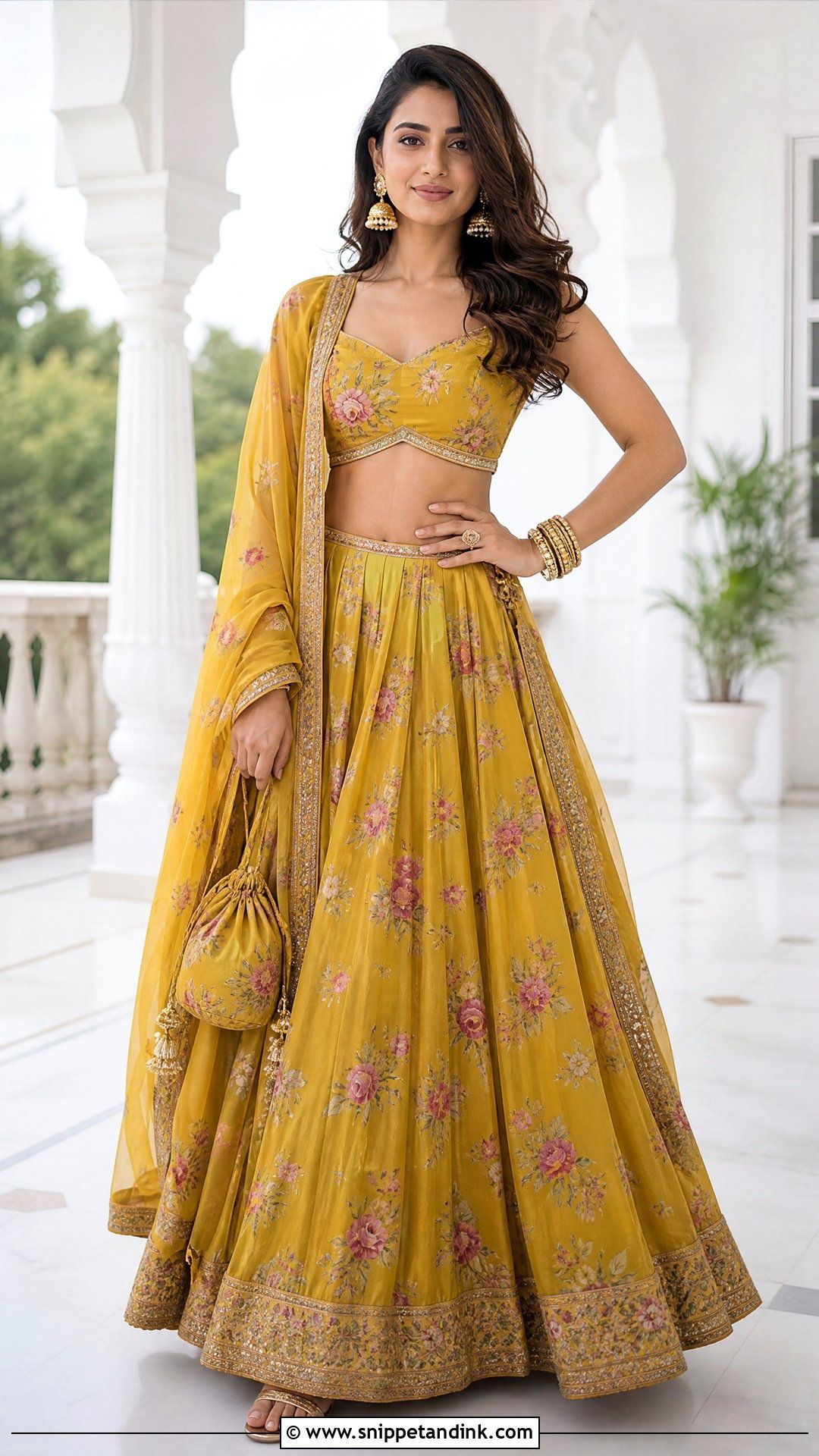 One Hand on Waist Lengha Pose - Snippet and Ink - 25 Aesthetic Lengha Poses Ideas