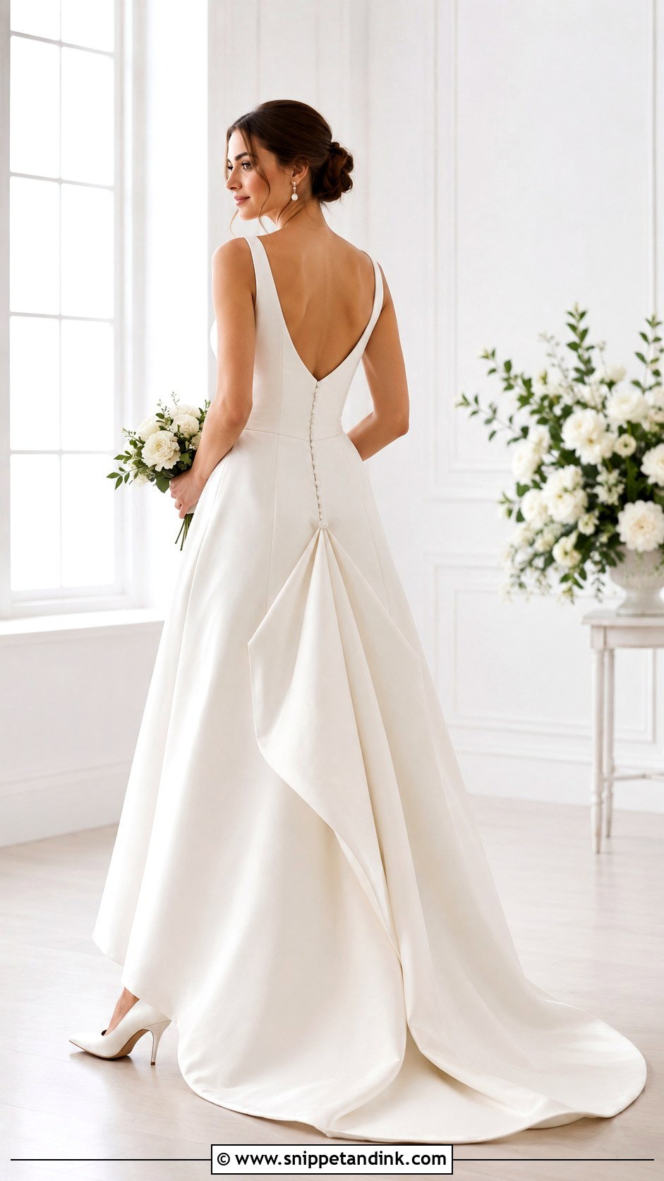 One Point American Wedding Dress Bustle - Snippet and Ink - 20 DIY Wedding Dress Bustle Ideas