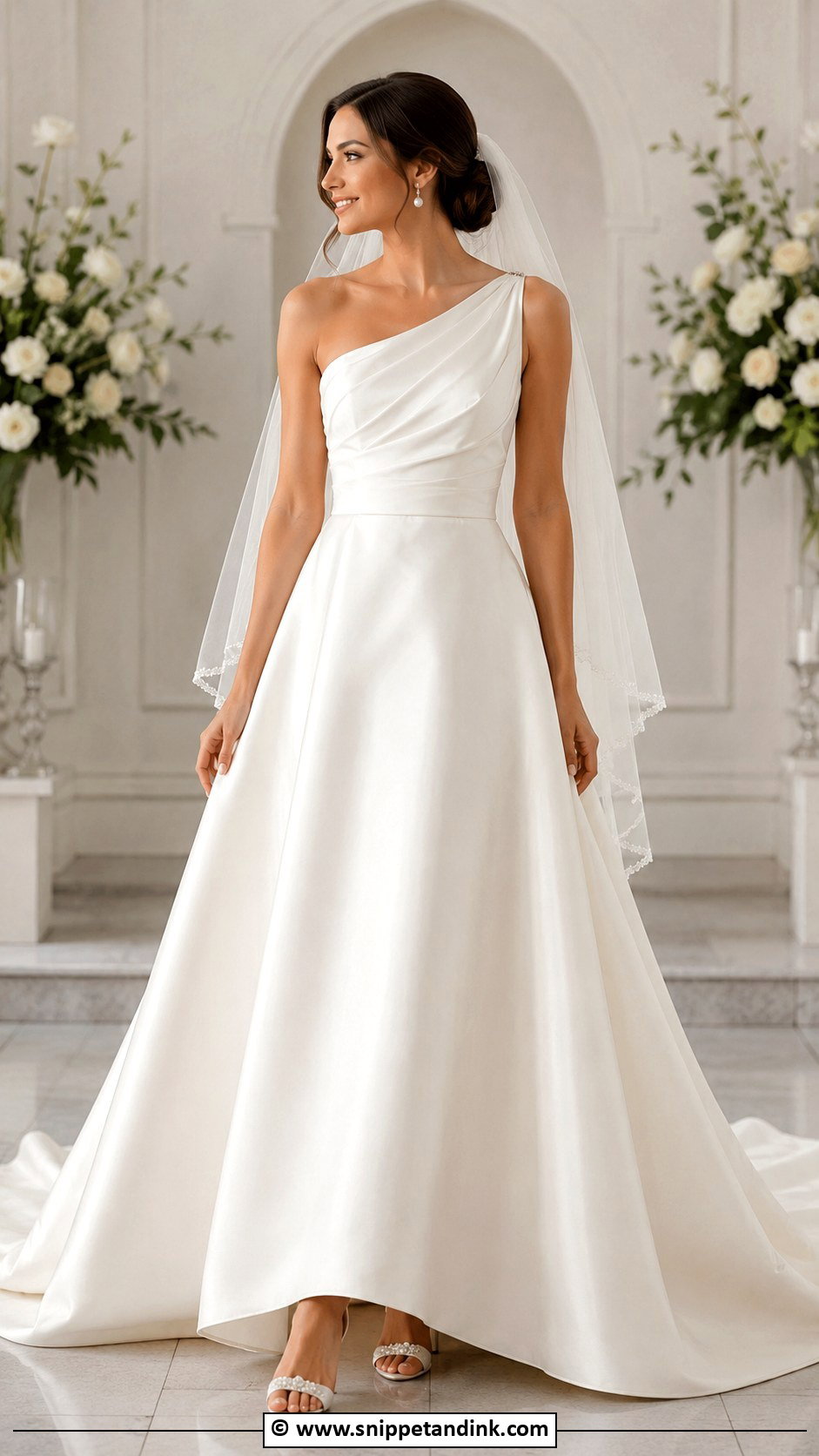 One Shoulder A Line Wedding Dress - Snippet and Ink - 30 One Shoulder Wedding Dress Ideas