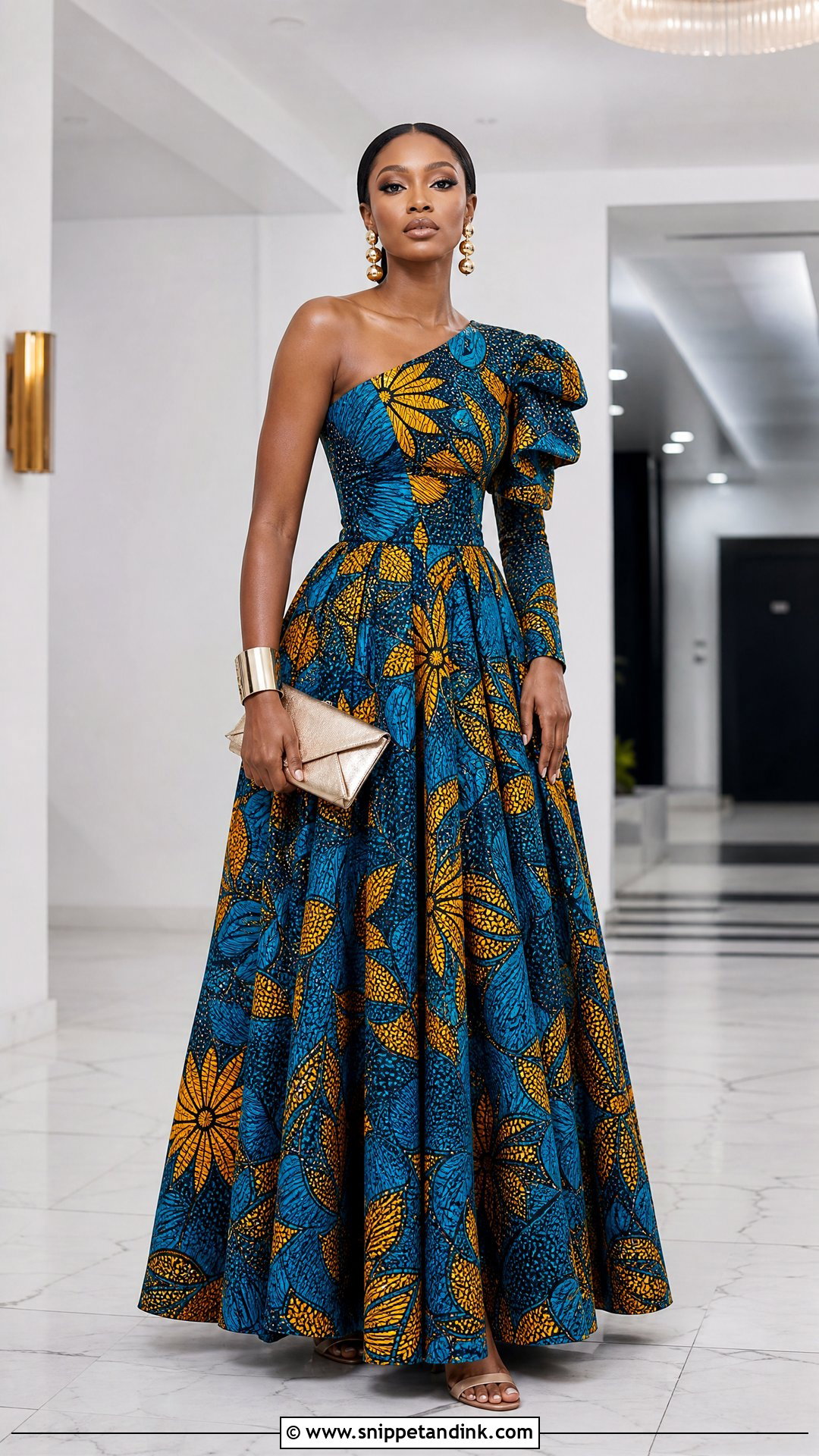 One Shoulder Ankara Ball Gown - Snippet and Ink - 25 Big Ankara Gown Styles