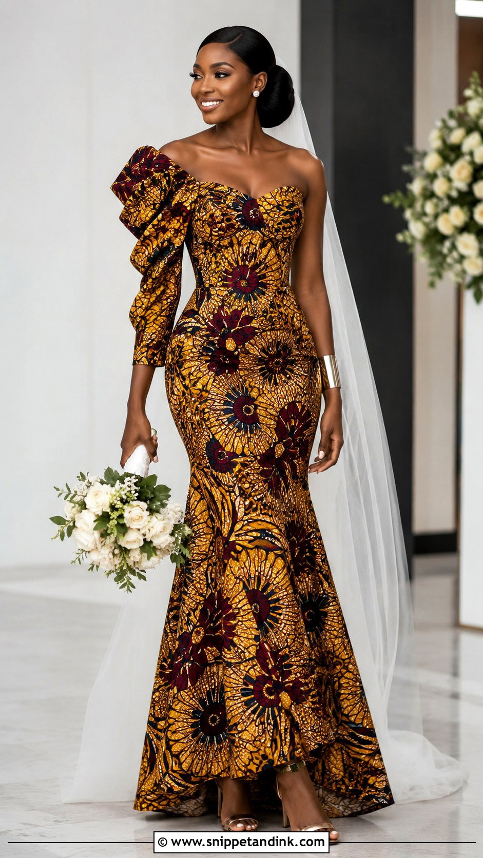 One Shoulder Ankara Bridal Dress - Snippet and Ink - 20 Bridal Ankara Dresses