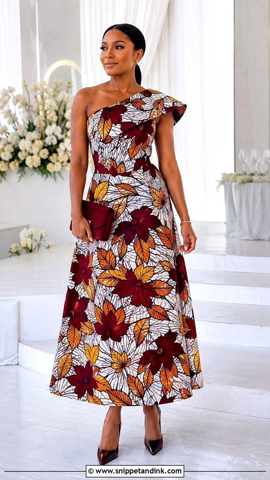 One Shoulder Ankara Gown for Weddings - Snippet and Ink - 20 African Dress Designs for Weddings