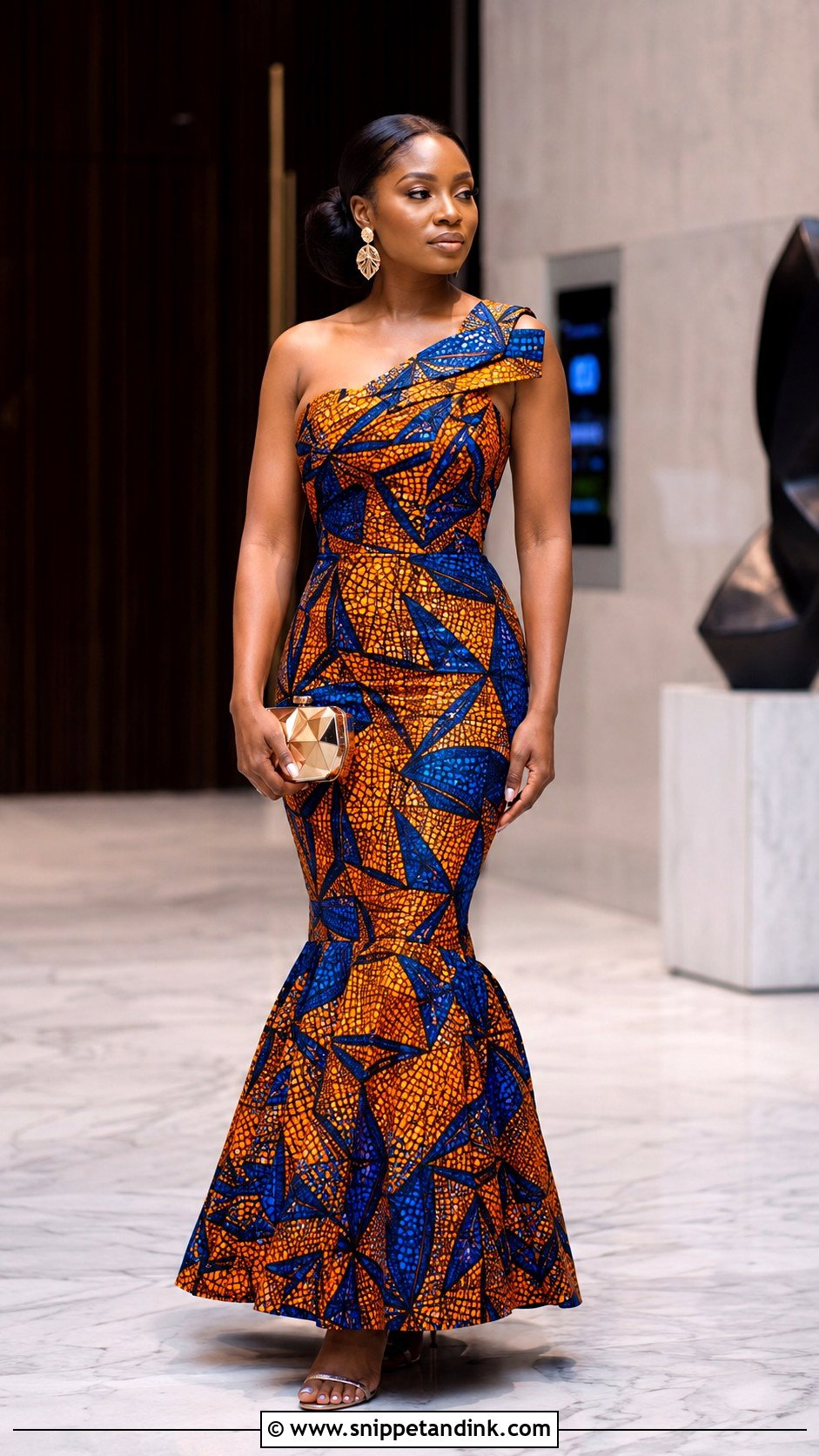 One Shoulder Ankara Mermaid Gown - Snippet and Ink - 20 Ankara Mermaid Gown Ideas