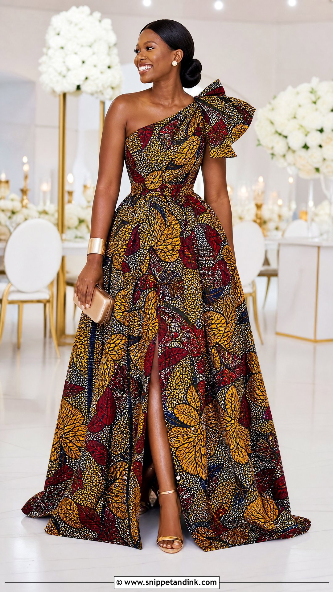 One Shoulder Ankara Wedding Dress - Snippet and Ink - 25 Ankara Wedding Dress Ideas