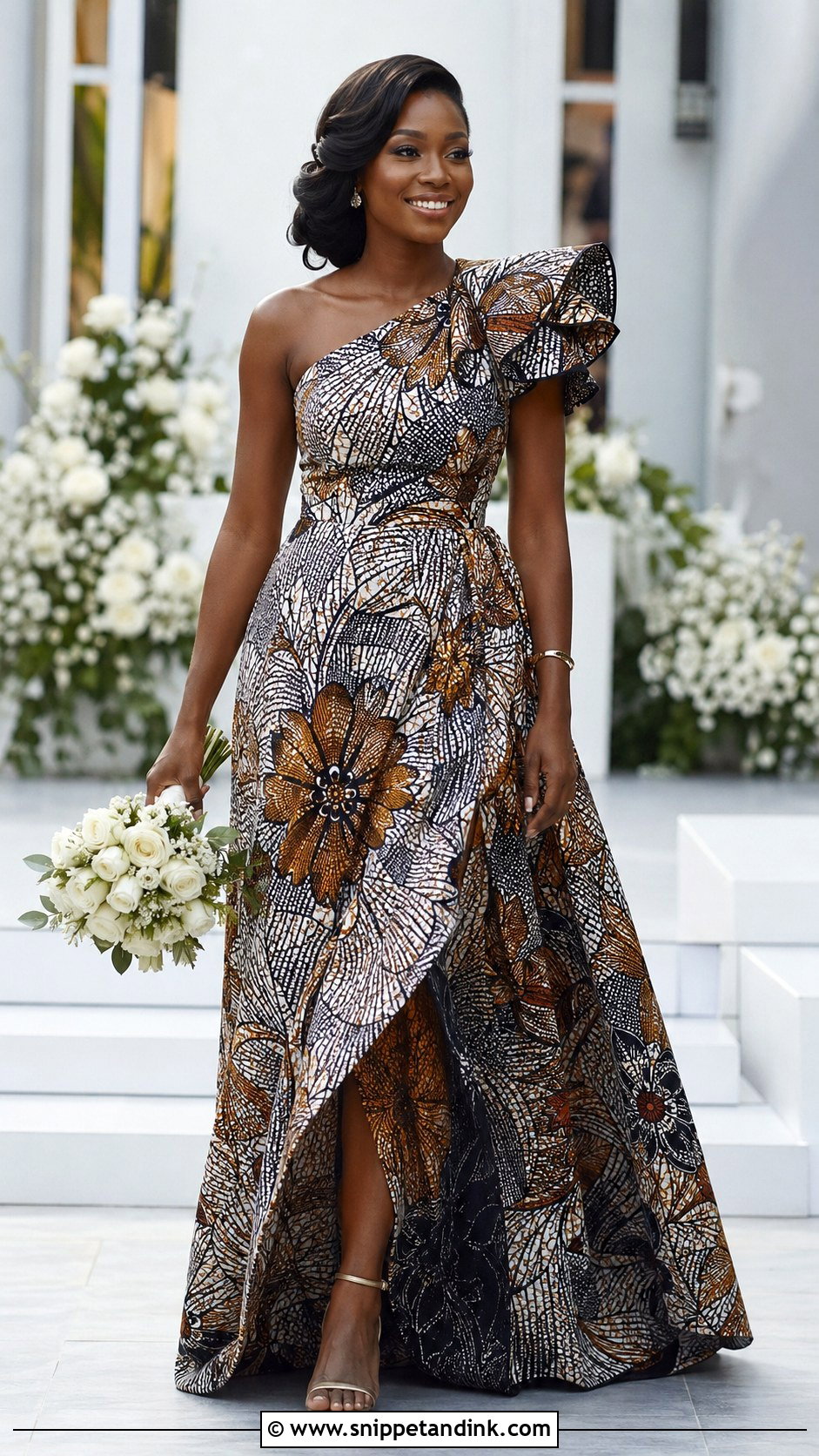 One Shoulder Ankara Wedding Dress - Snippet and Ink - 20 Ankara Wedding Dress Styles
