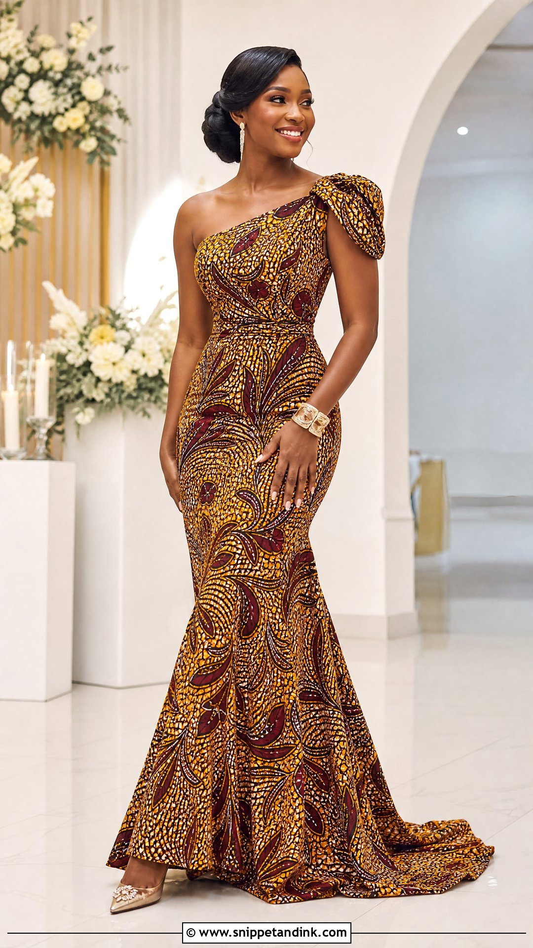 One Shoulder Ankara Wedding Gown - Snippet and Ink - 20 Ankara Wedding Gowns